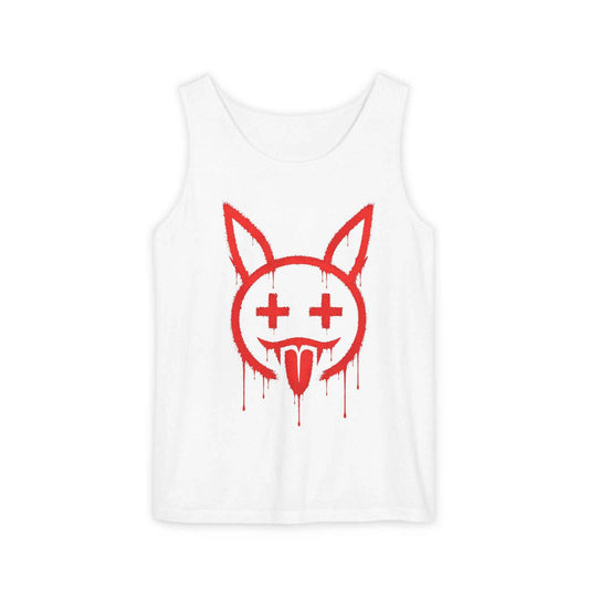 Graffiti Bunny Drip Tank Top, Distressed Red Stencil Graphic