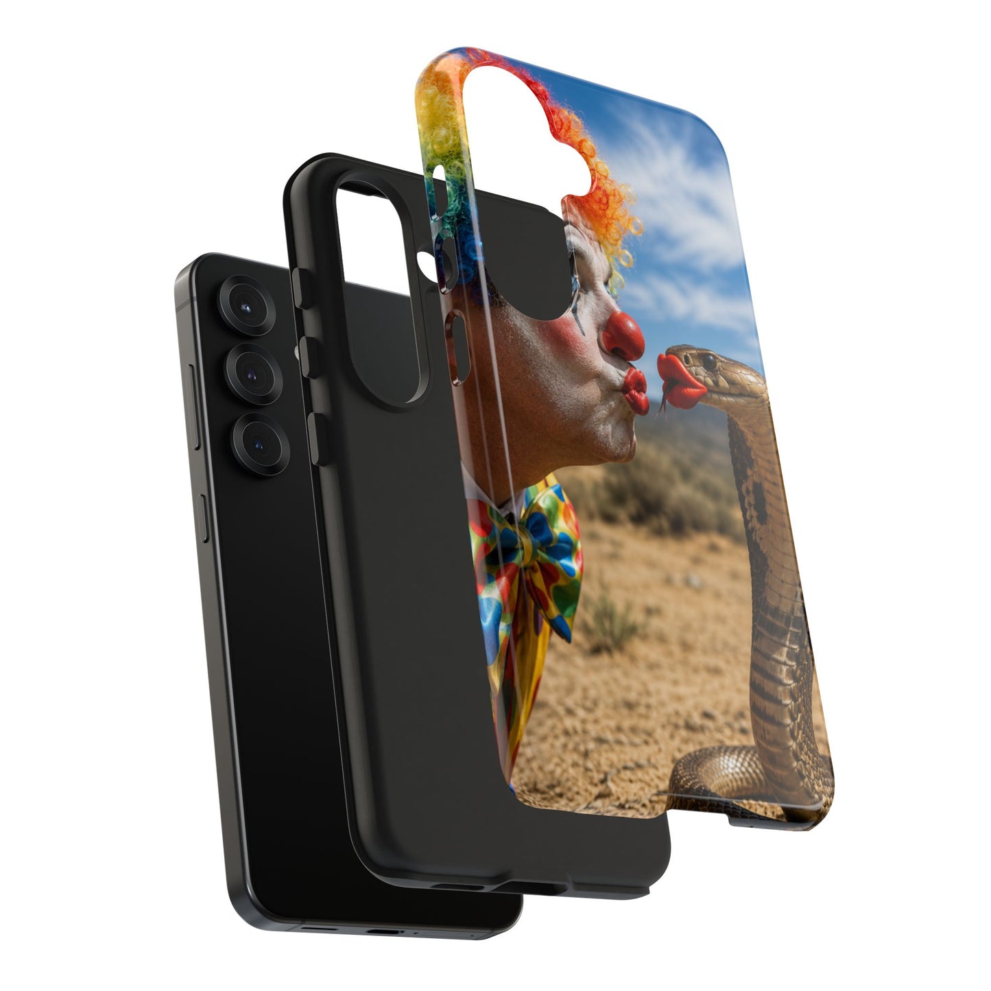 Clown & Cobra Tough Phone Case — Funny Kiss Design, Shockproof Protective Cover