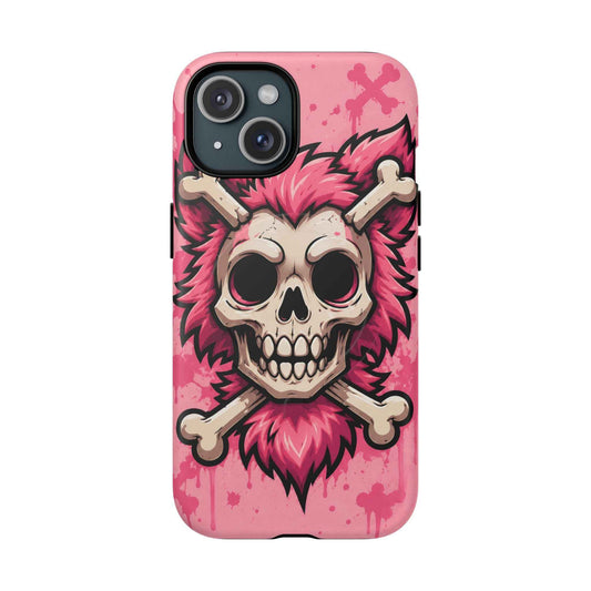 Pink Skull & Crossbones Tough Magnetic Phone Case — Punk Rock Protective Cover