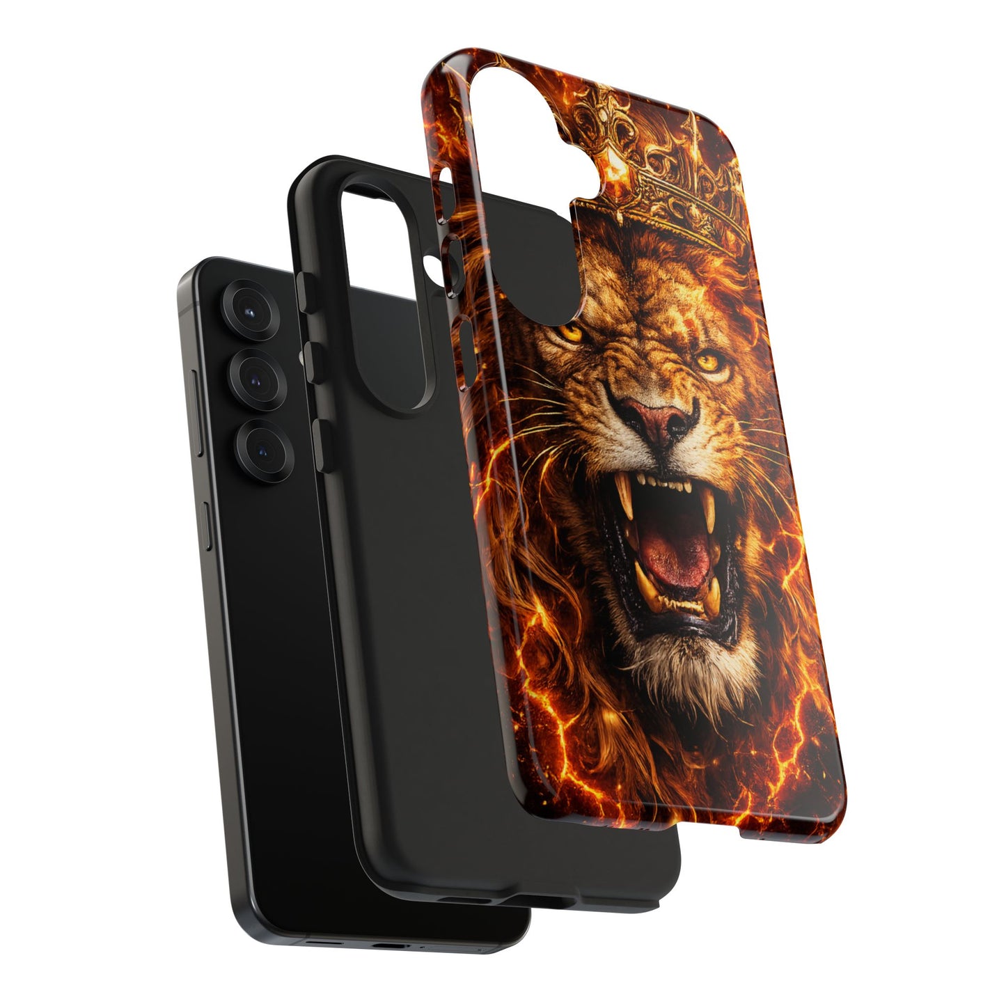 Fiery Lion King Tough Phone Case — Protective iPhone Case with Roaring Crown Design