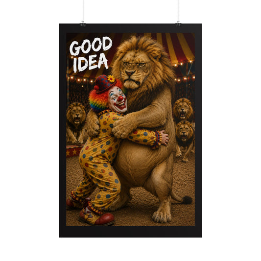 Rolled Poster — 'Good Idea' Clown & Lion Circus Art Print