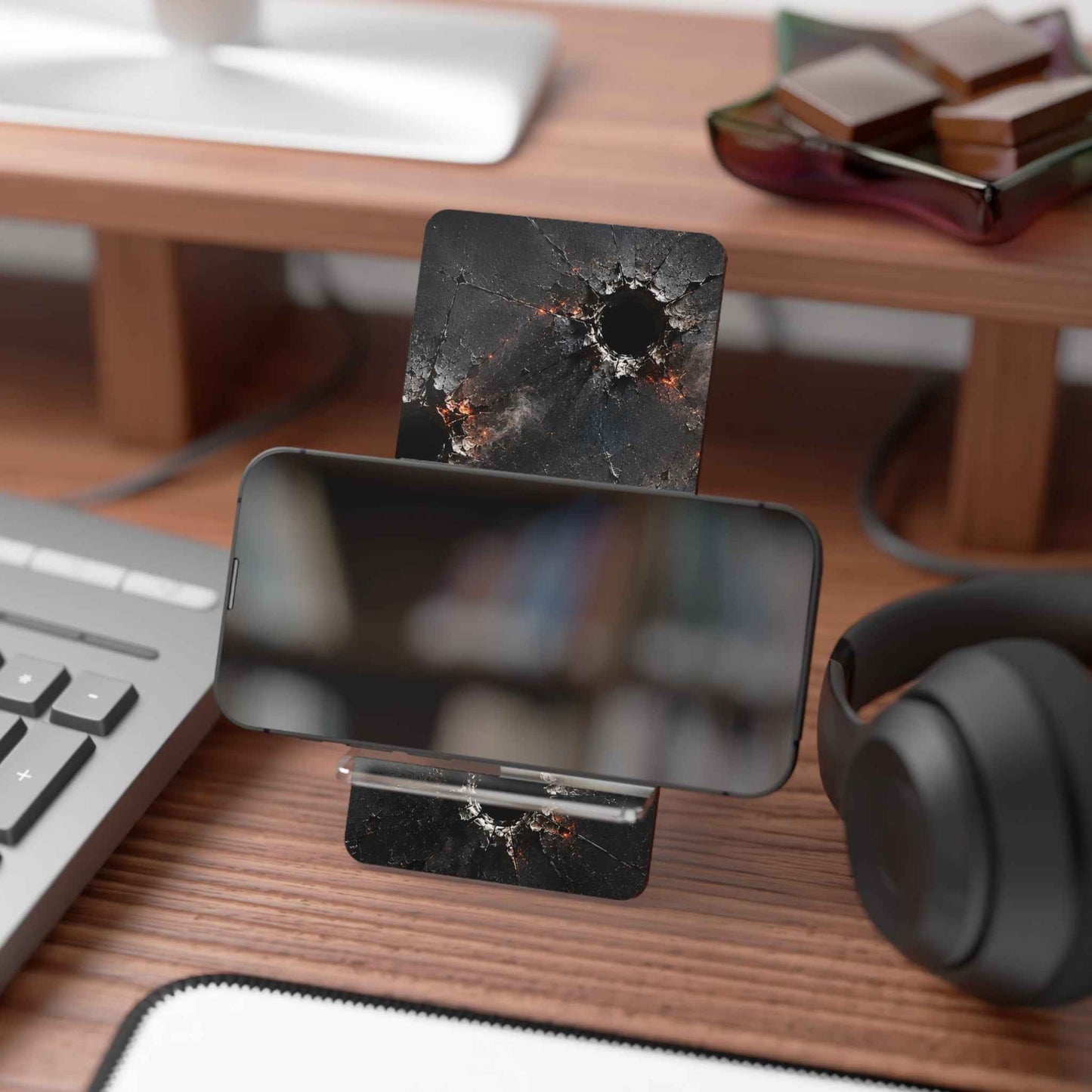 Phone Stand — Bullet Hole Grunge Metal Design Acrylic Mobile Display Stand