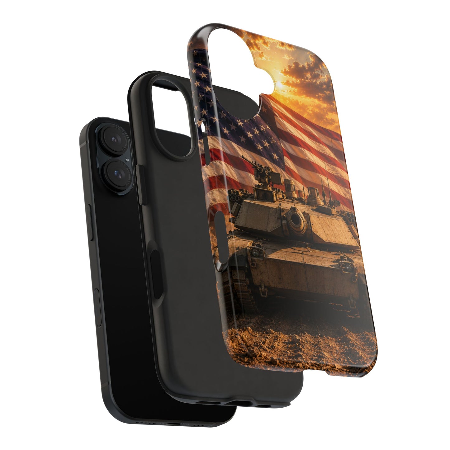 Patriotic Armor Phone Case — Military Tank with American Flag