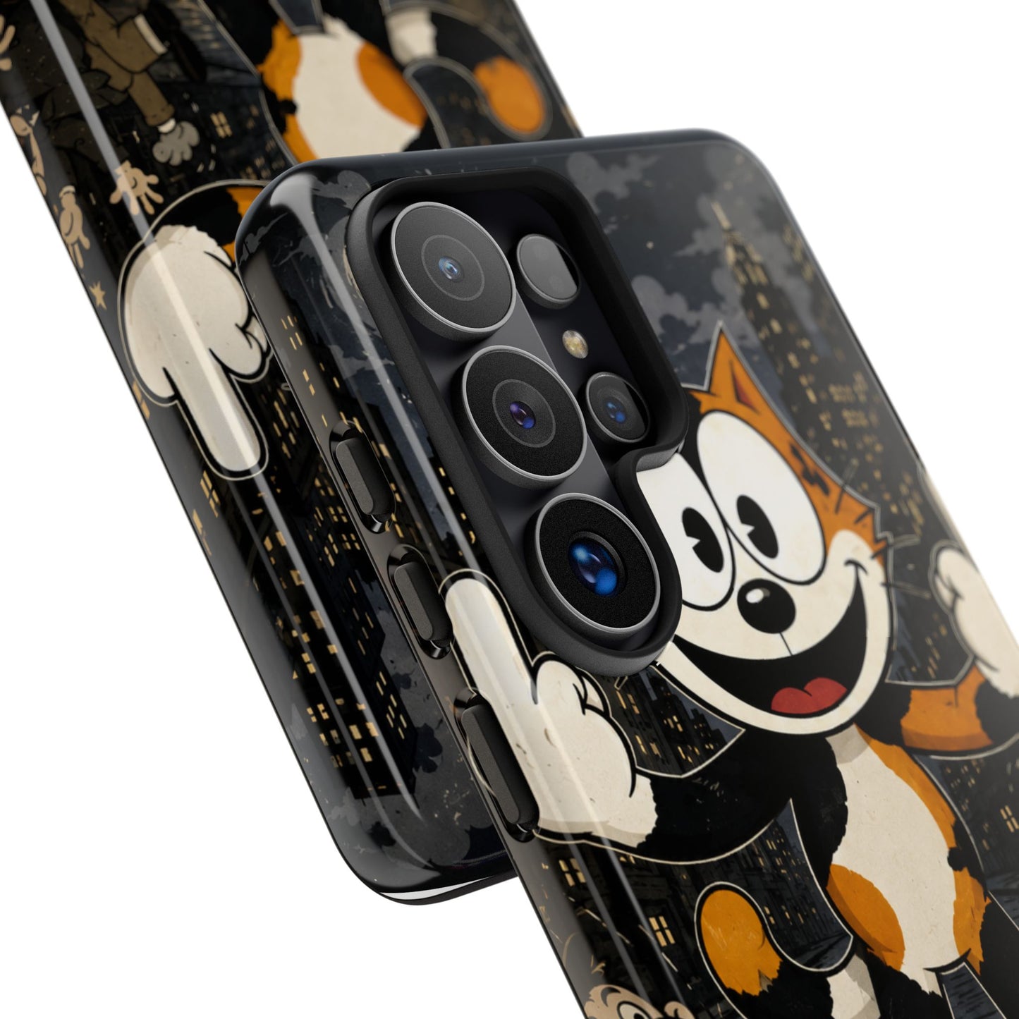 Vintage Cartoon Cat Phone Case — Edgy Felix-Style Illustration