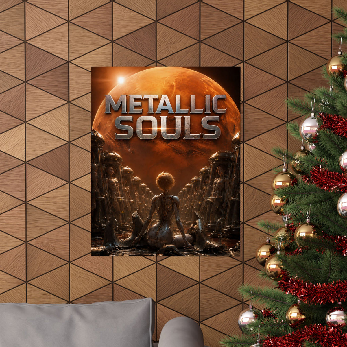 Metallic Souls Matte Poster — Sci‑Fi Planet Artwork