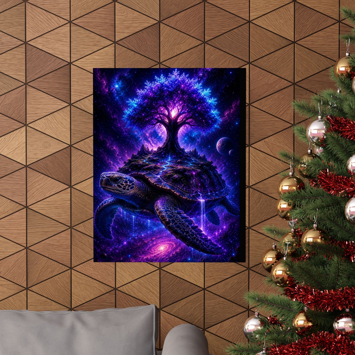 Cosmic Turtle Poster — Mystic Tree on Turtle Shell Matte Vertical Wall Art