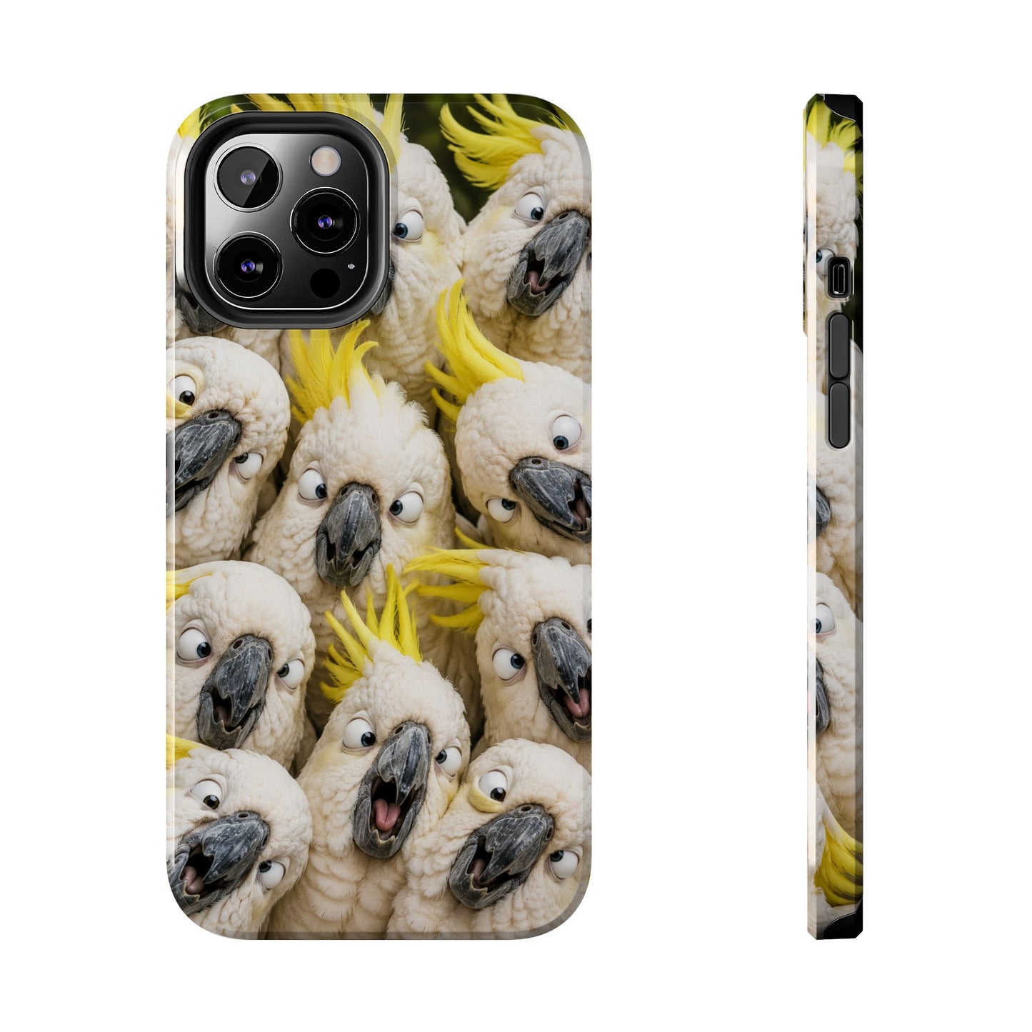 Cockatoo Collage Tough Phone Case — Funny Yellow Crested Bird Protective Phone Cover