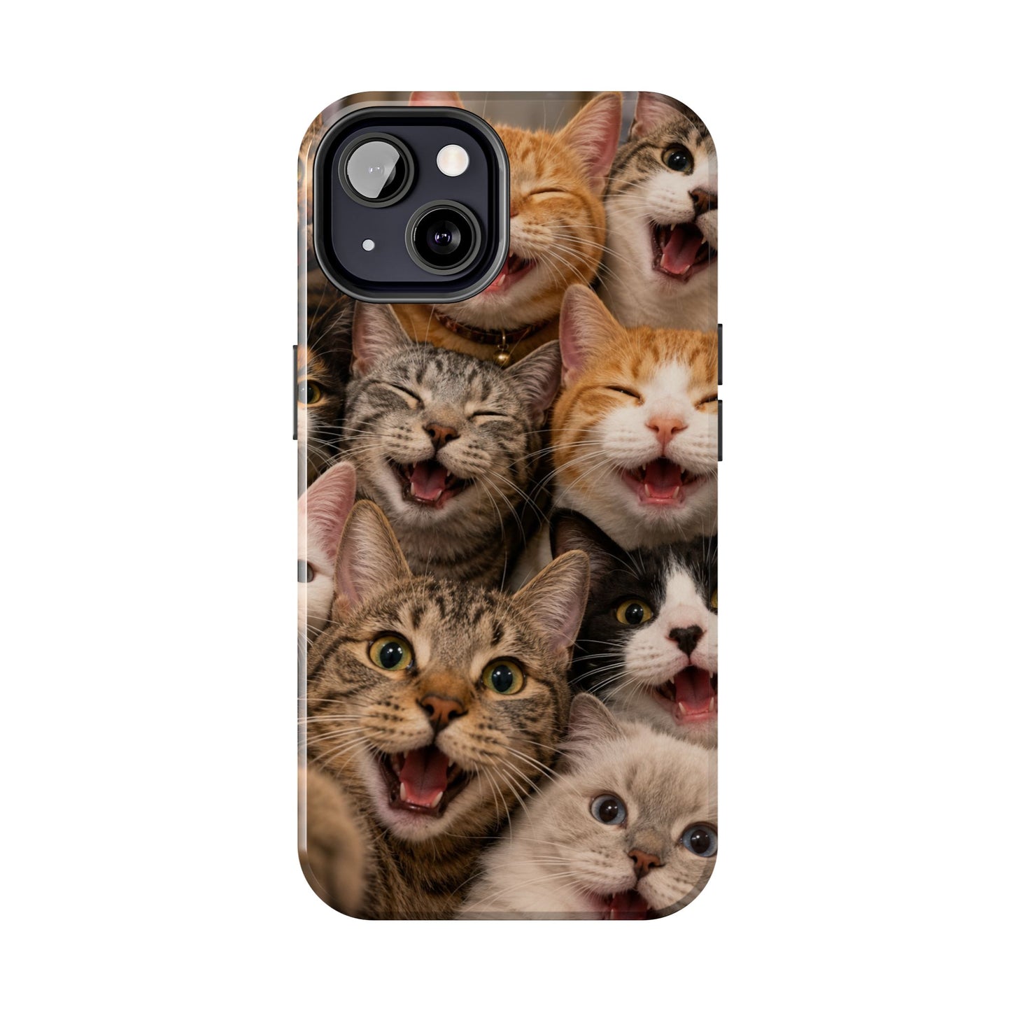Tough Smiling Cats Collage Phone Case – Cute Cat Faces for iPhone