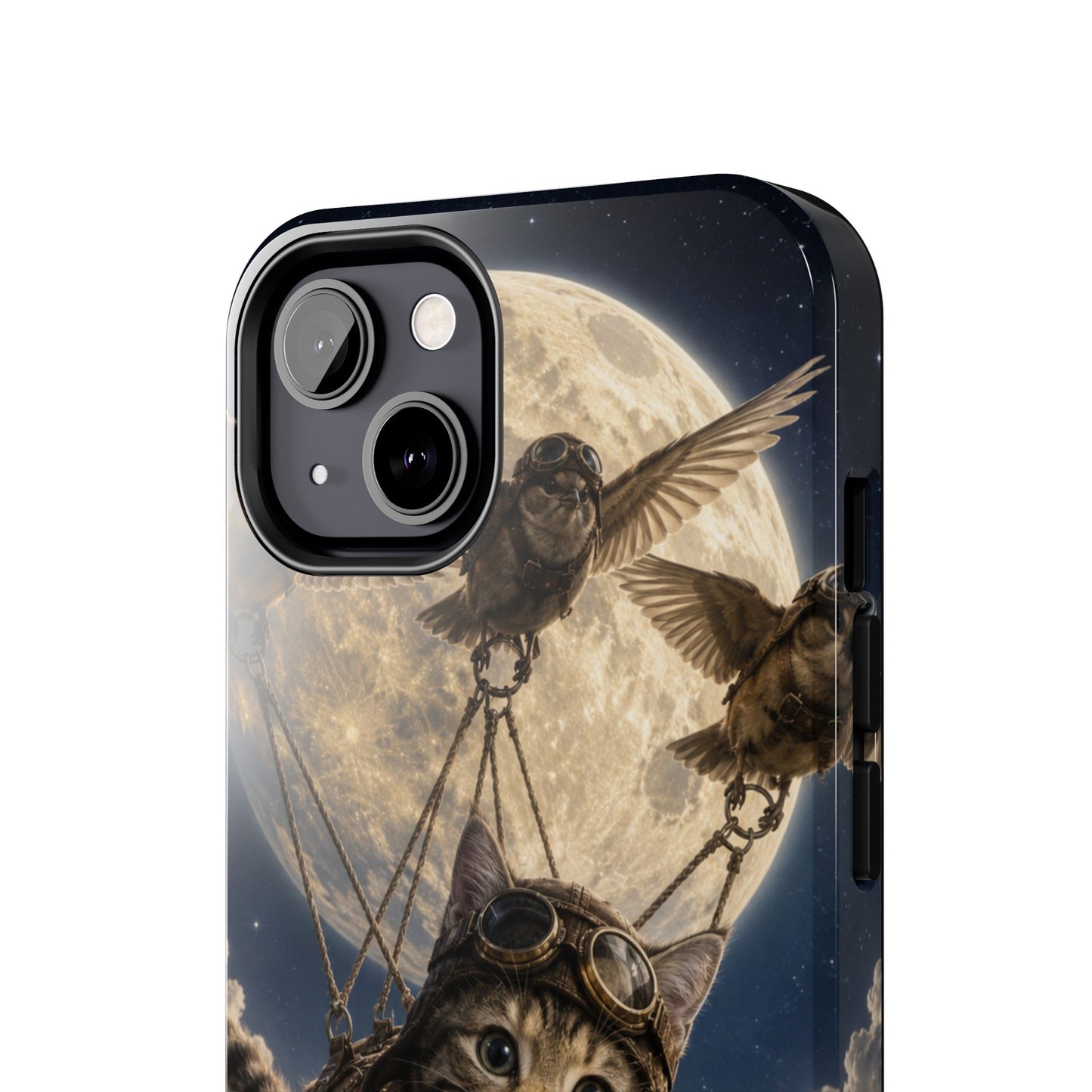 Cat Pilot Phone Case — Adventure Kitty Moonlit Flight Tough Protection