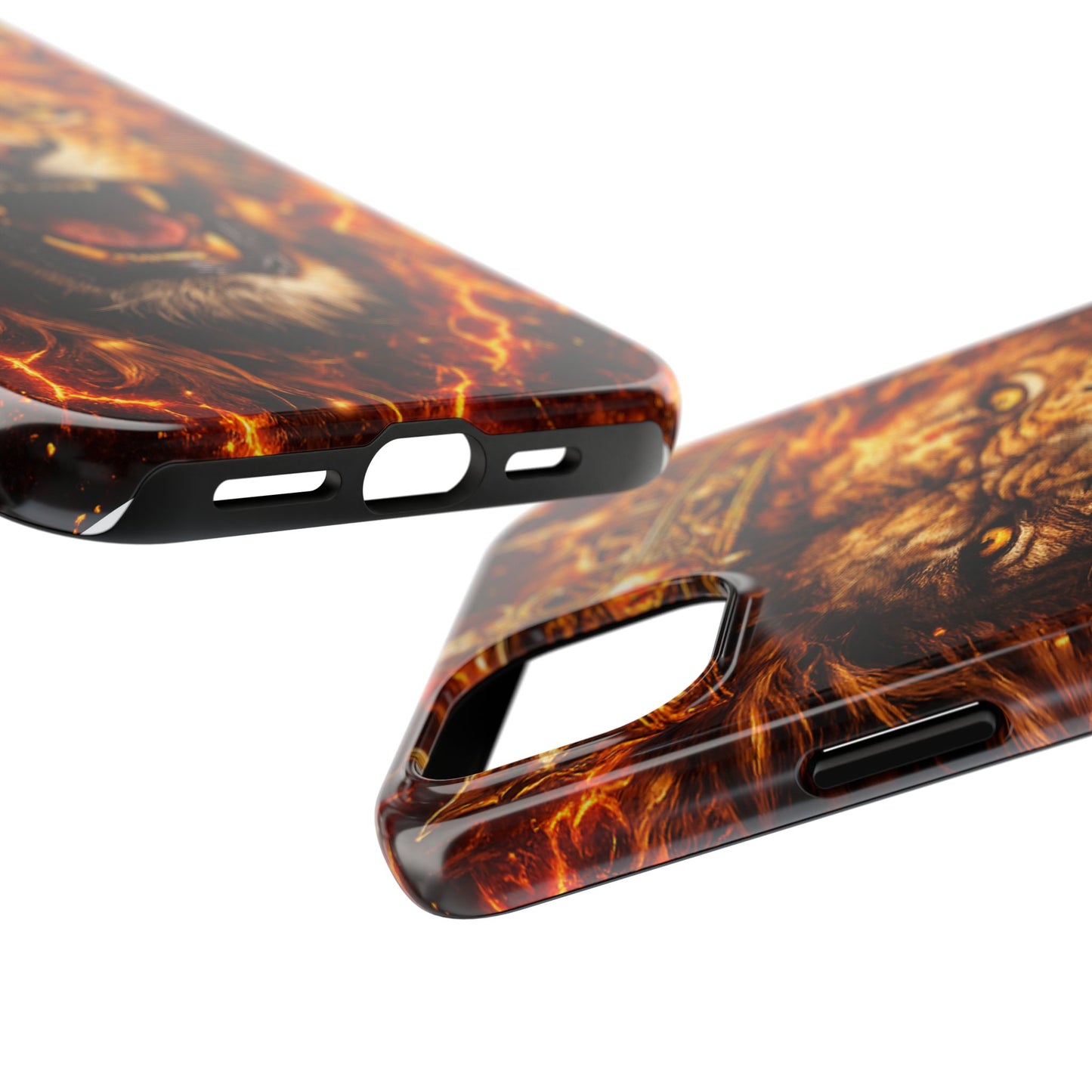 Fiery Lion King Tough Phone Case — Protective iPhone Case with Roaring Crown Design