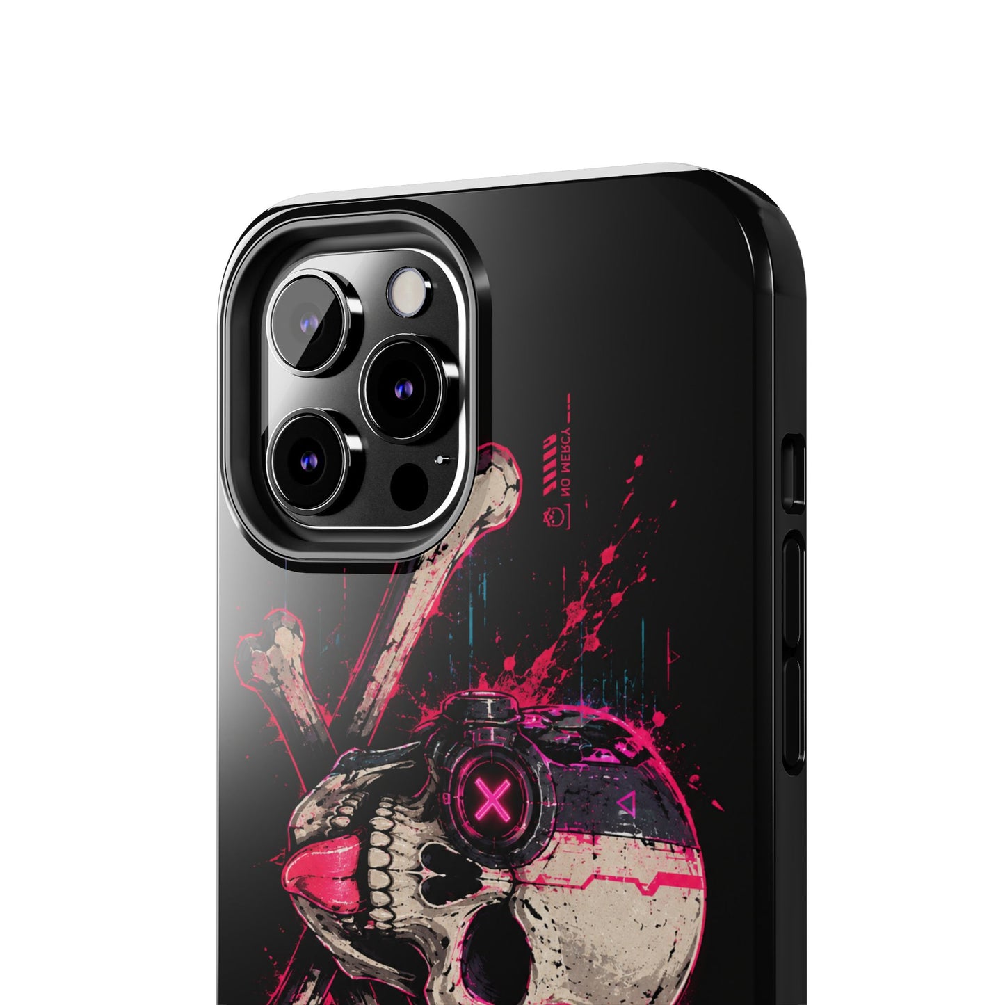 Skull & Crossbones Tough Phone Case — Neon Cyberpunk Skull Design