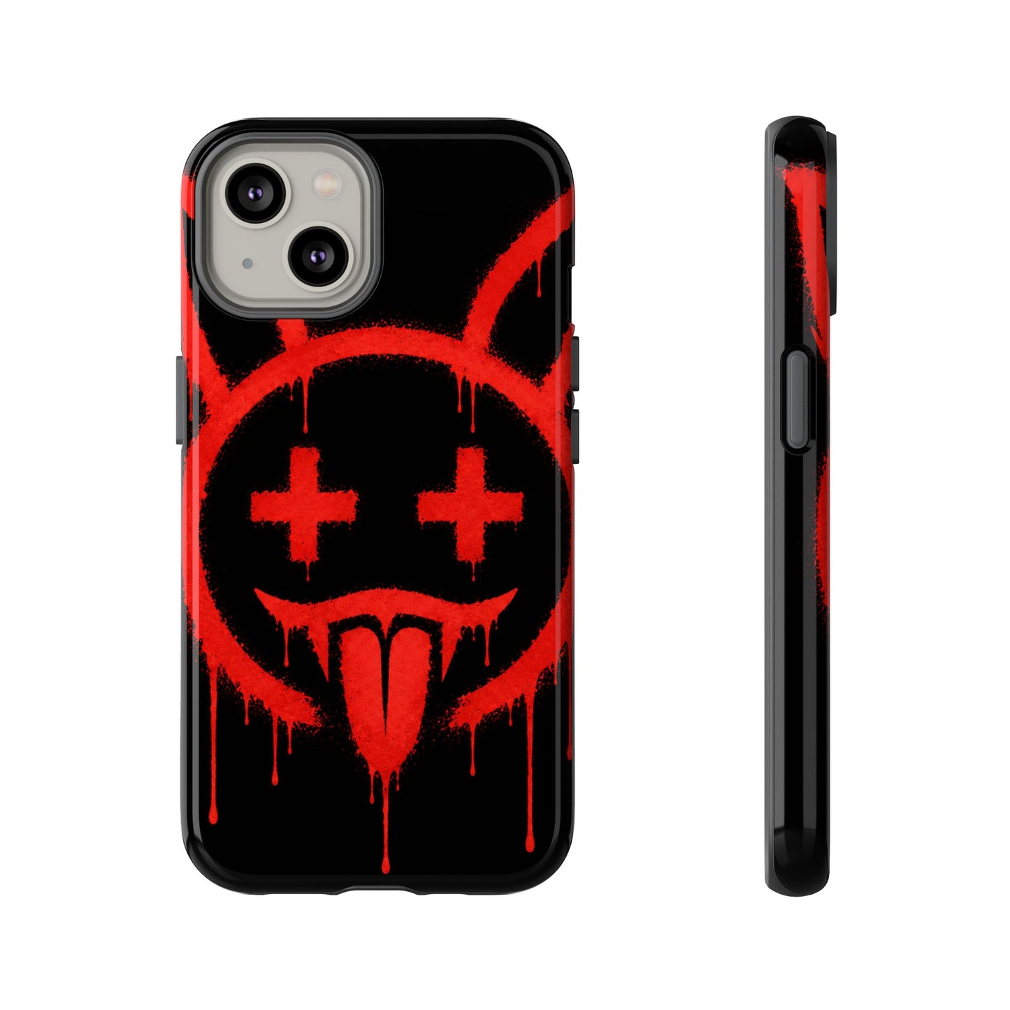 Phone Case - Metallic Souls Red Drip Smiley Graffiti Design