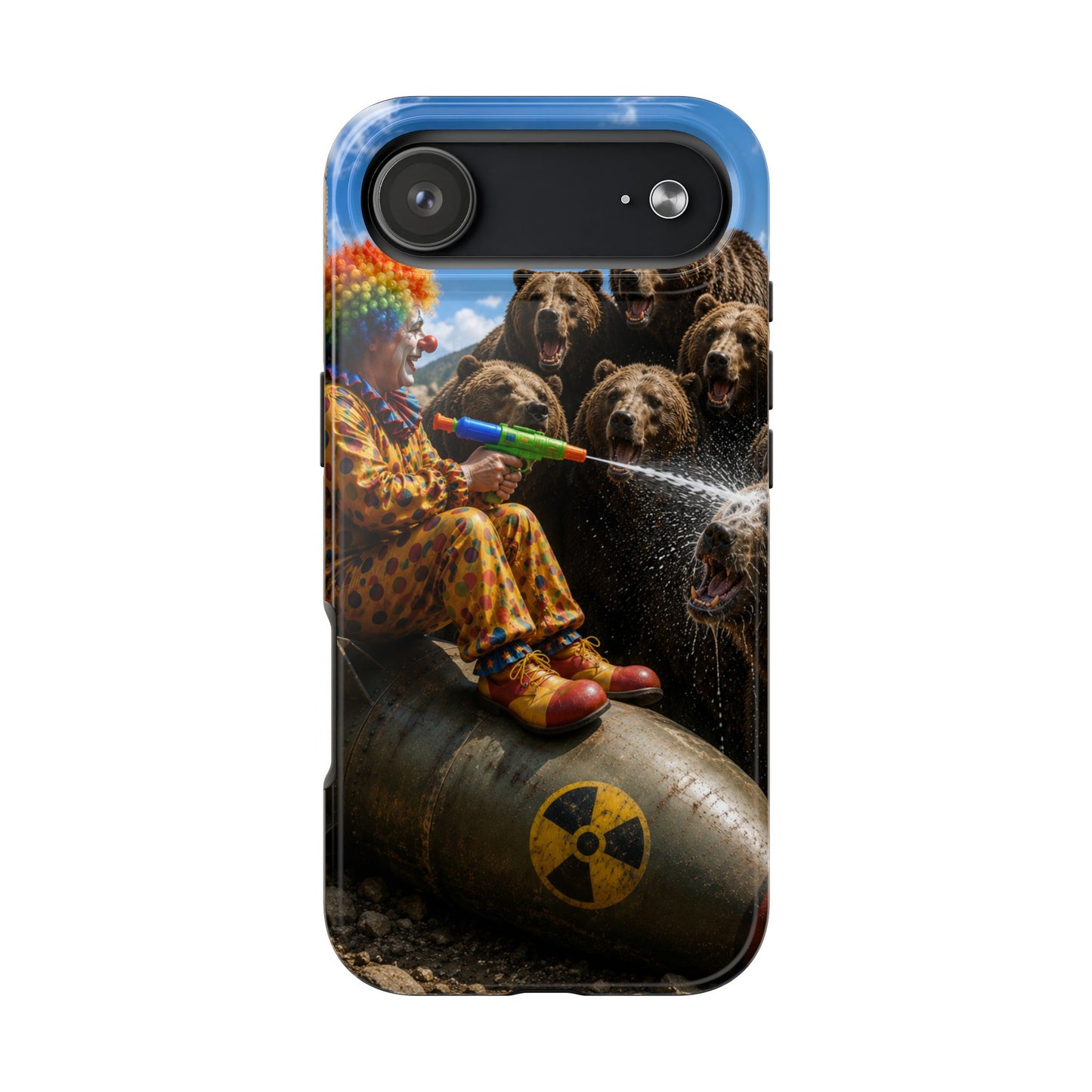 Tough Phone Case — Surreal Clown vs. Bears Protective Phone Cover