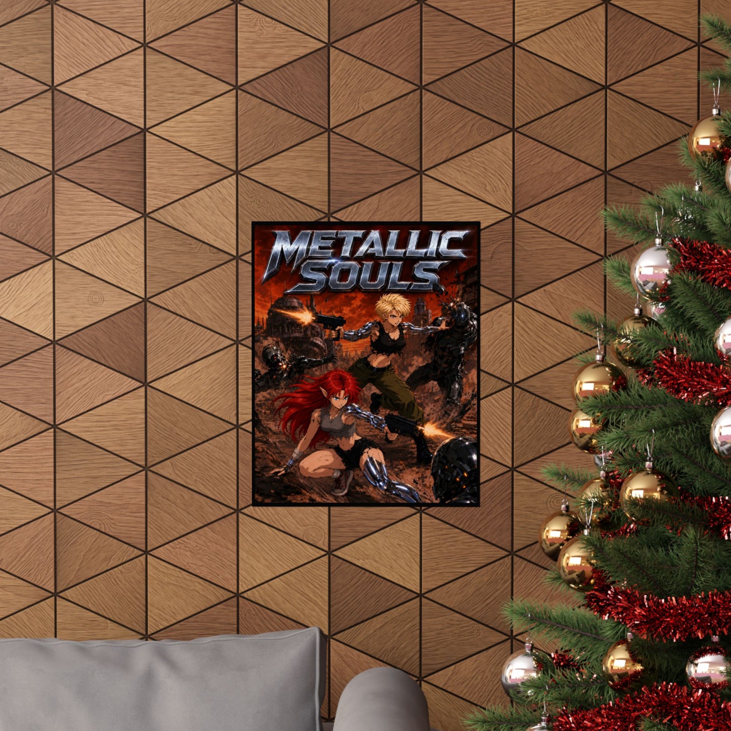 Metallic Souls Poster — Anime Sci‑Fi Action Matte Vertical Print