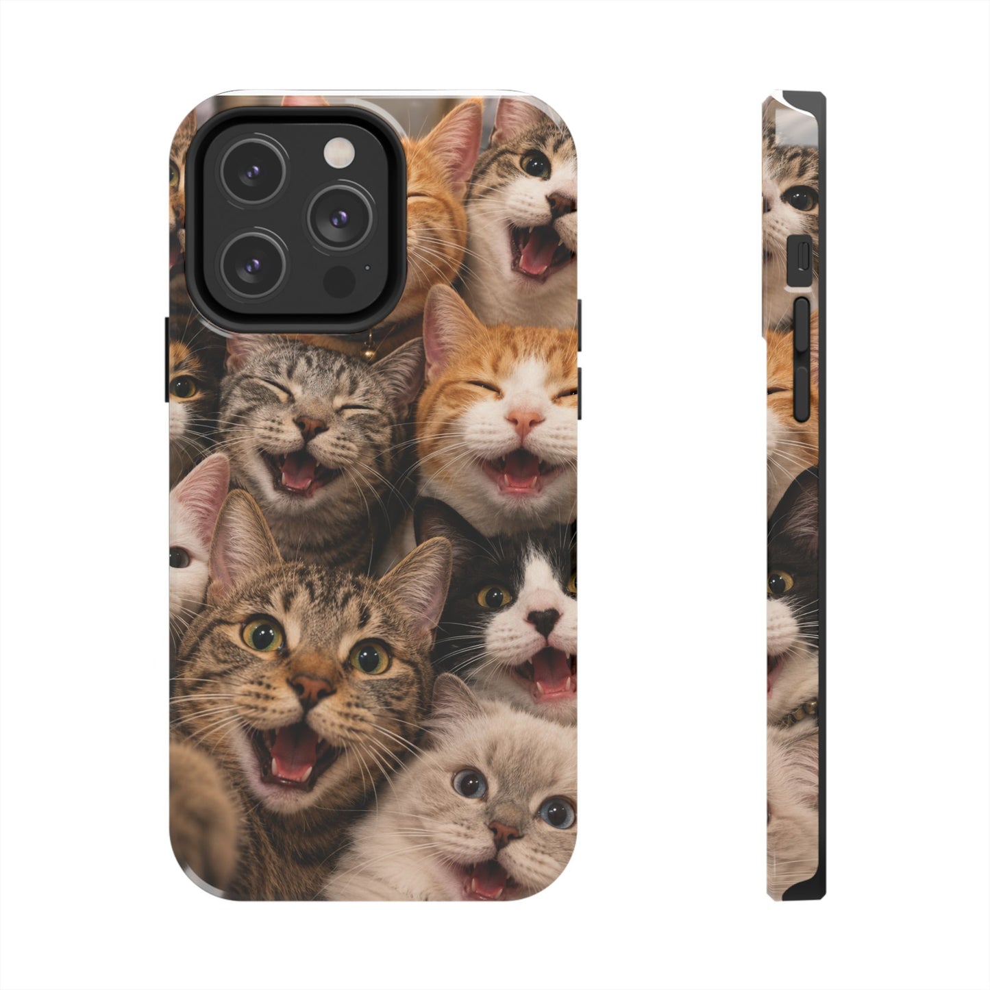 Tough Smiling Cats Collage Phone Case – Cute Cat Faces for iPhone