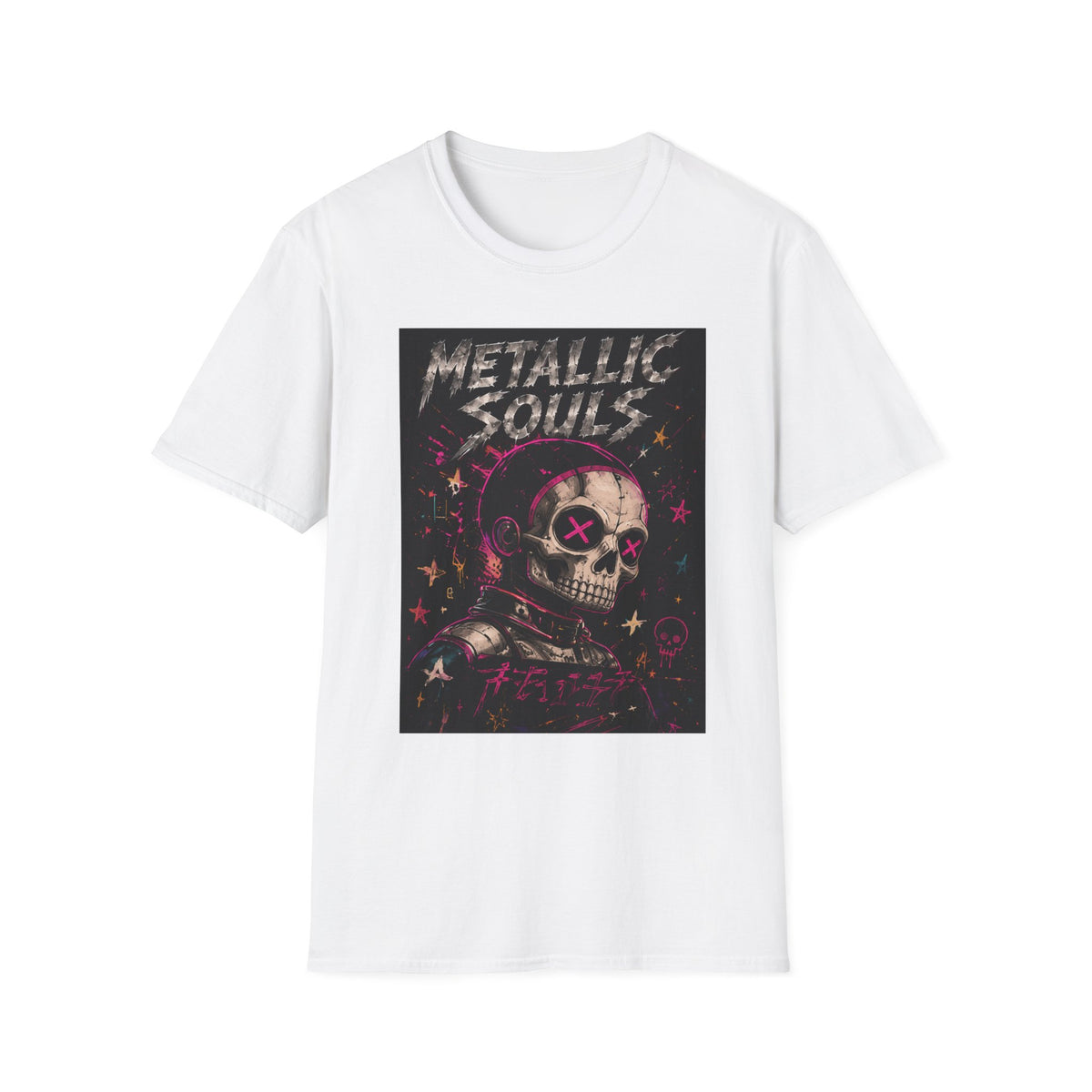 Metallic Souls Skull T‑Shirt — Retro Grunge Rock Tee