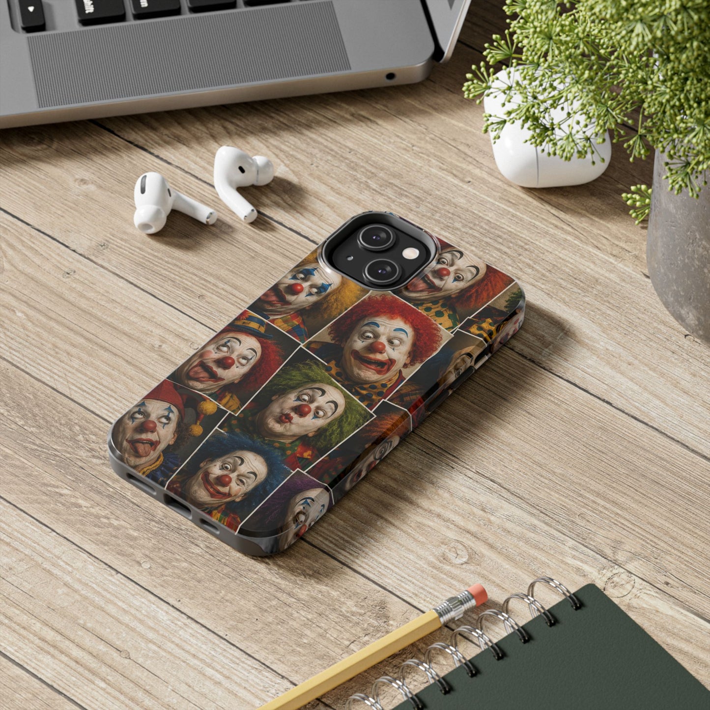 Clown Collage Tough Phone Case — Retro Carnival Horror Pattern