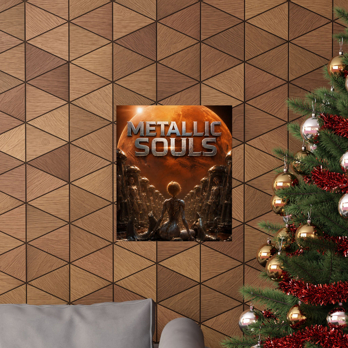 Metallic Souls Matte Poster — Sci‑Fi Planet Artwork