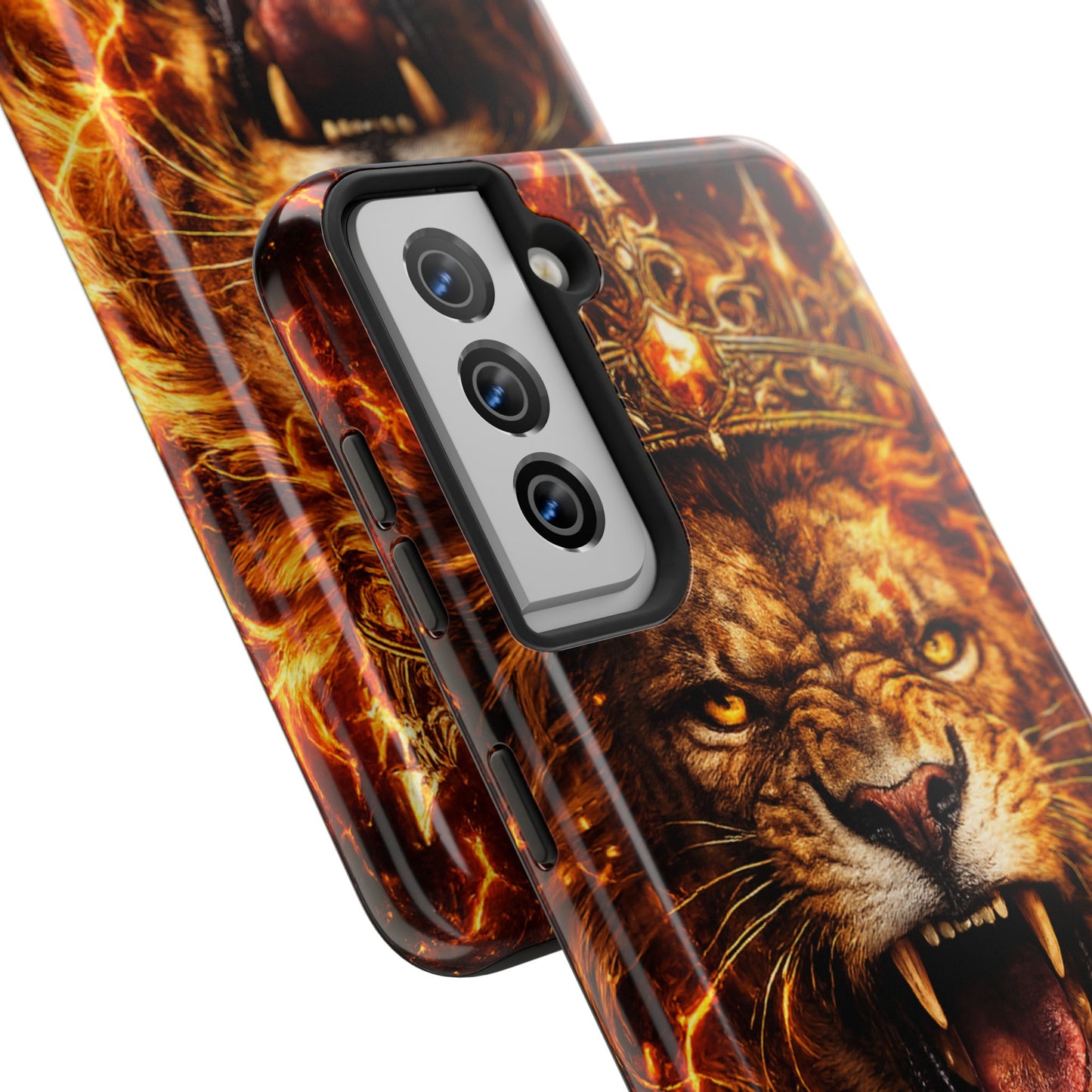 Fiery Lion King Tough Phone Case — Protective iPhone Case with Roaring Crown Design