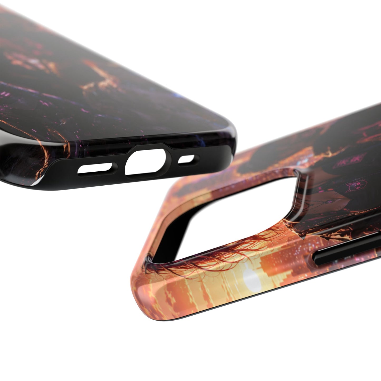 Cyberpunk Pack: Tough Phone Case with Neon Panther & City Sunset