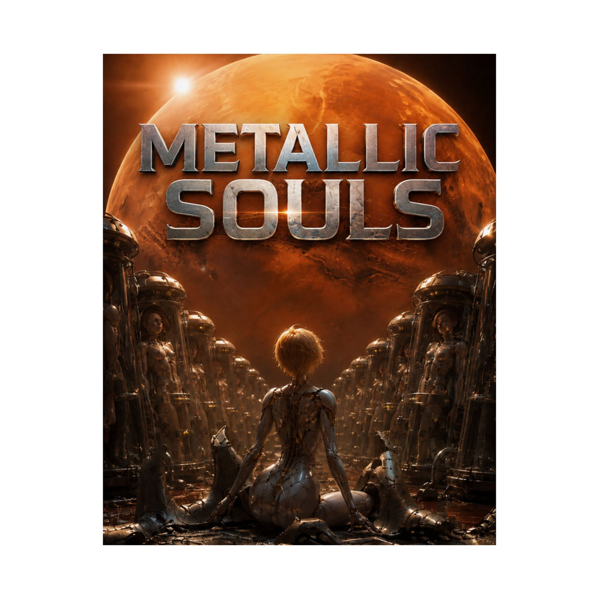 Metallic Souls Matte Poster — Sci‑Fi Planet Artwork