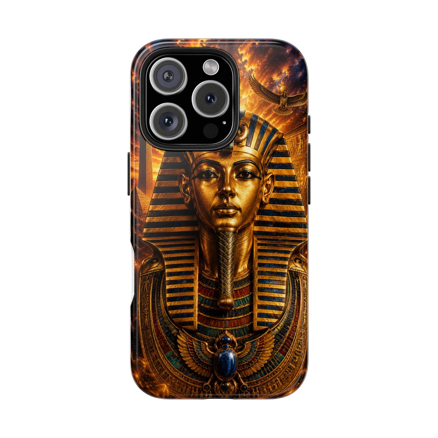 Egyptian Pharaoh Tough Phone Case — Protective Golden Tutankhamun Design