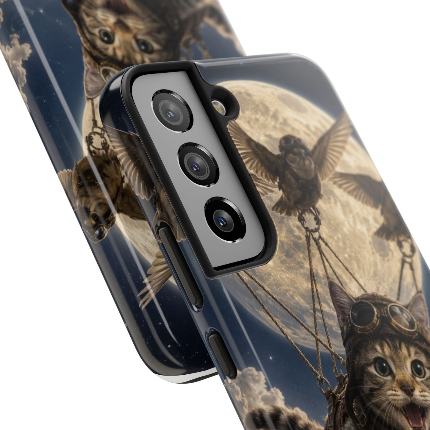 Cat Pilot Phone Case — Adventure Kitty Moonlit Flight Tough Protection
