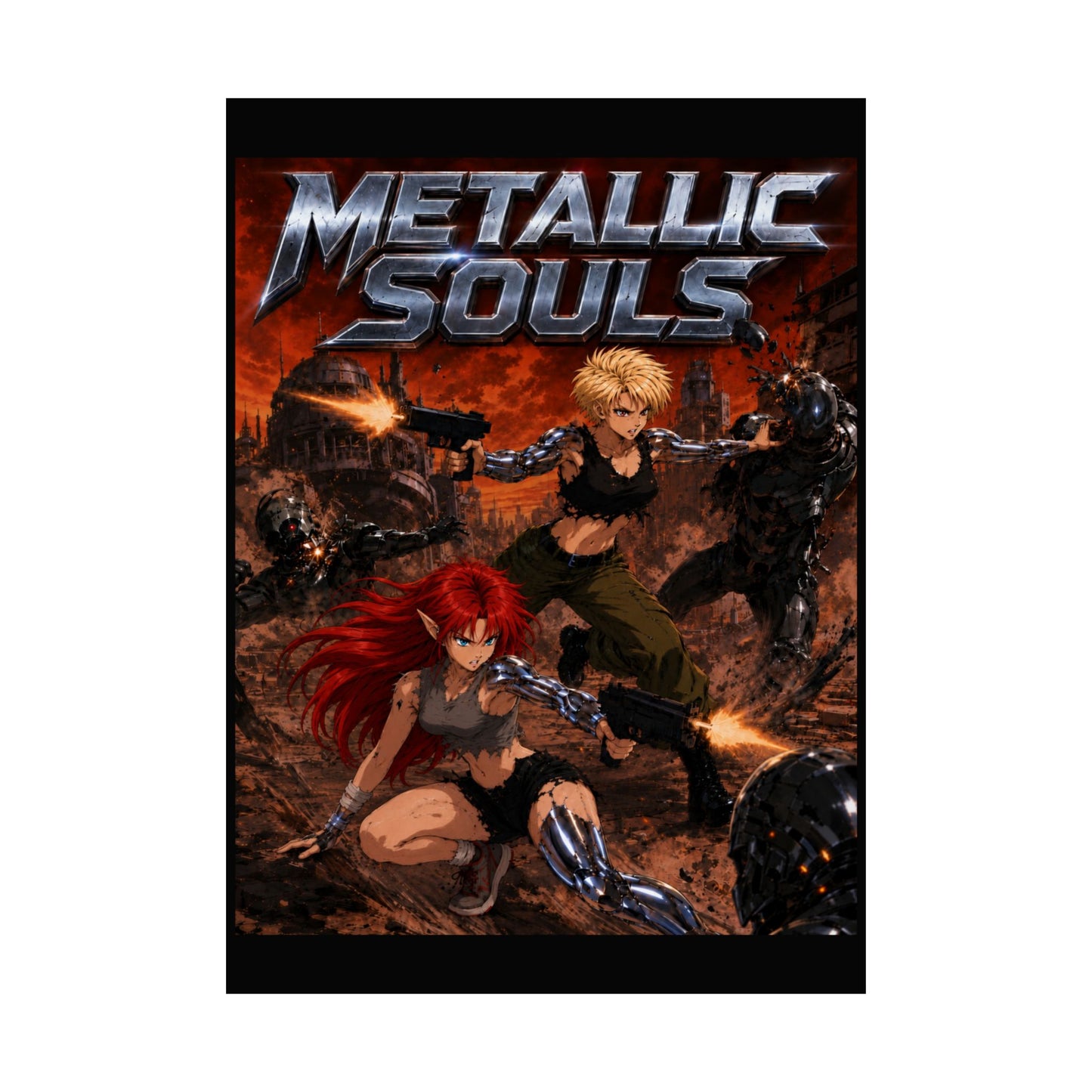 Metallic Souls Poster — Anime Sci‑Fi Action Matte Vertical Print