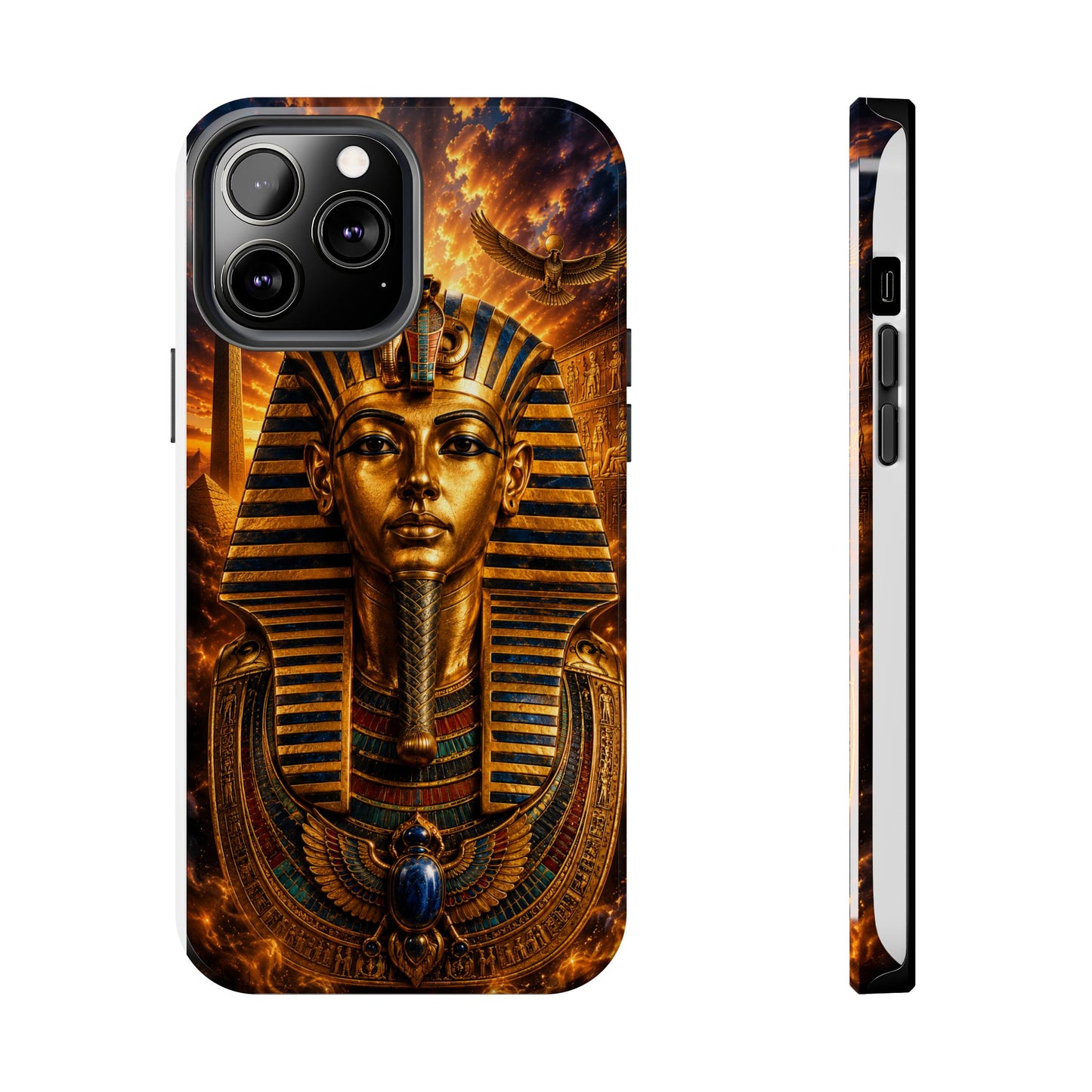 Egyptian Pharaoh Tough Phone Case — Protective Golden Tutankhamun Design