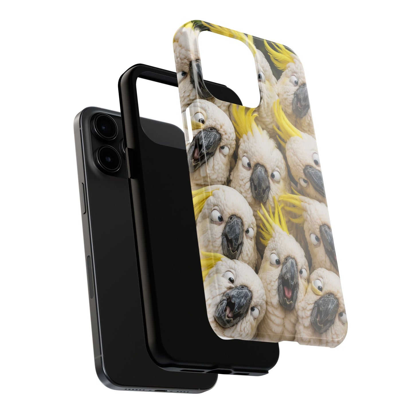 Cockatoo Collage Tough Phone Case — Funny Yellow Crested Bird Protective Phone Cover