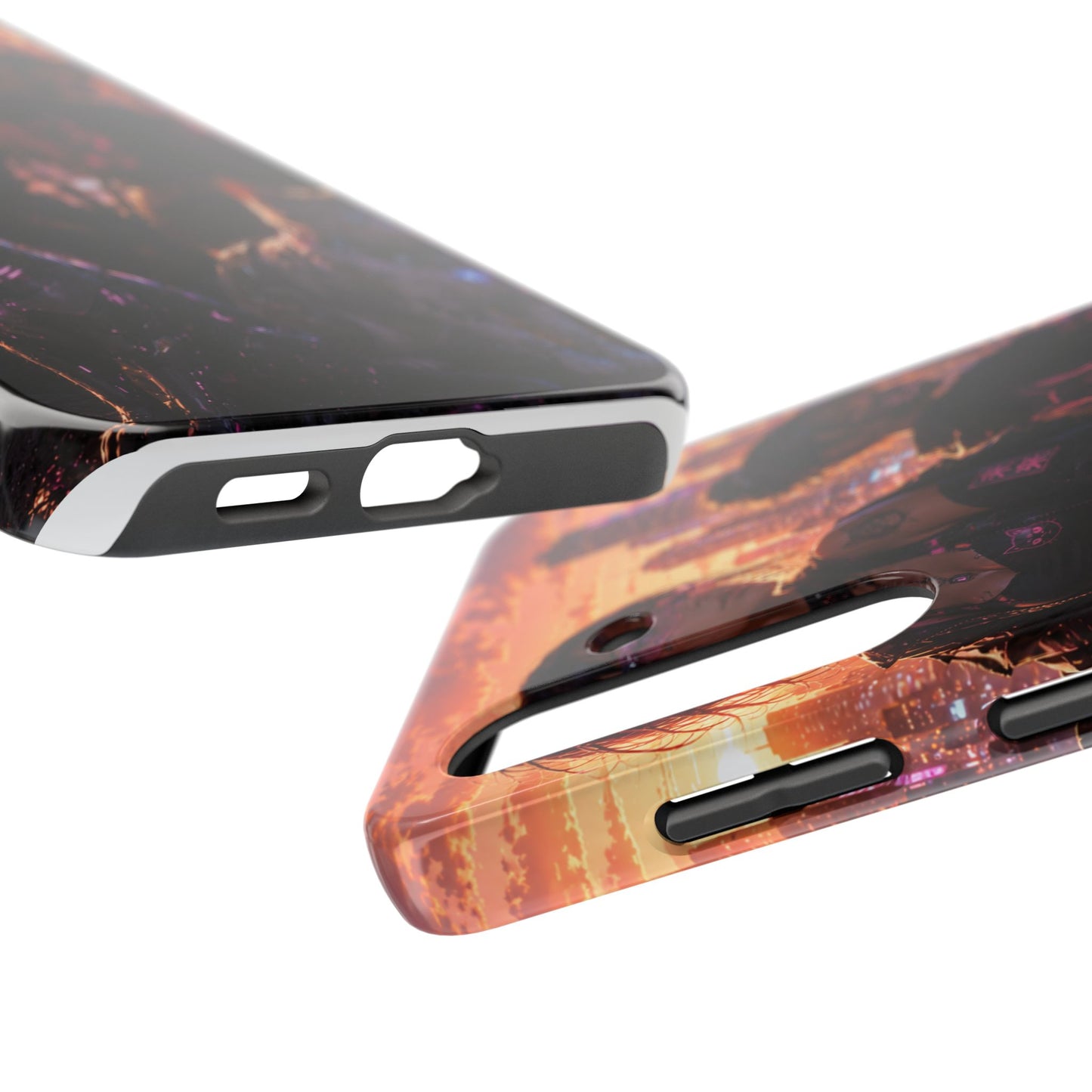 Cyberpunk Pack: Tough Phone Case with Neon Panther & City Sunset