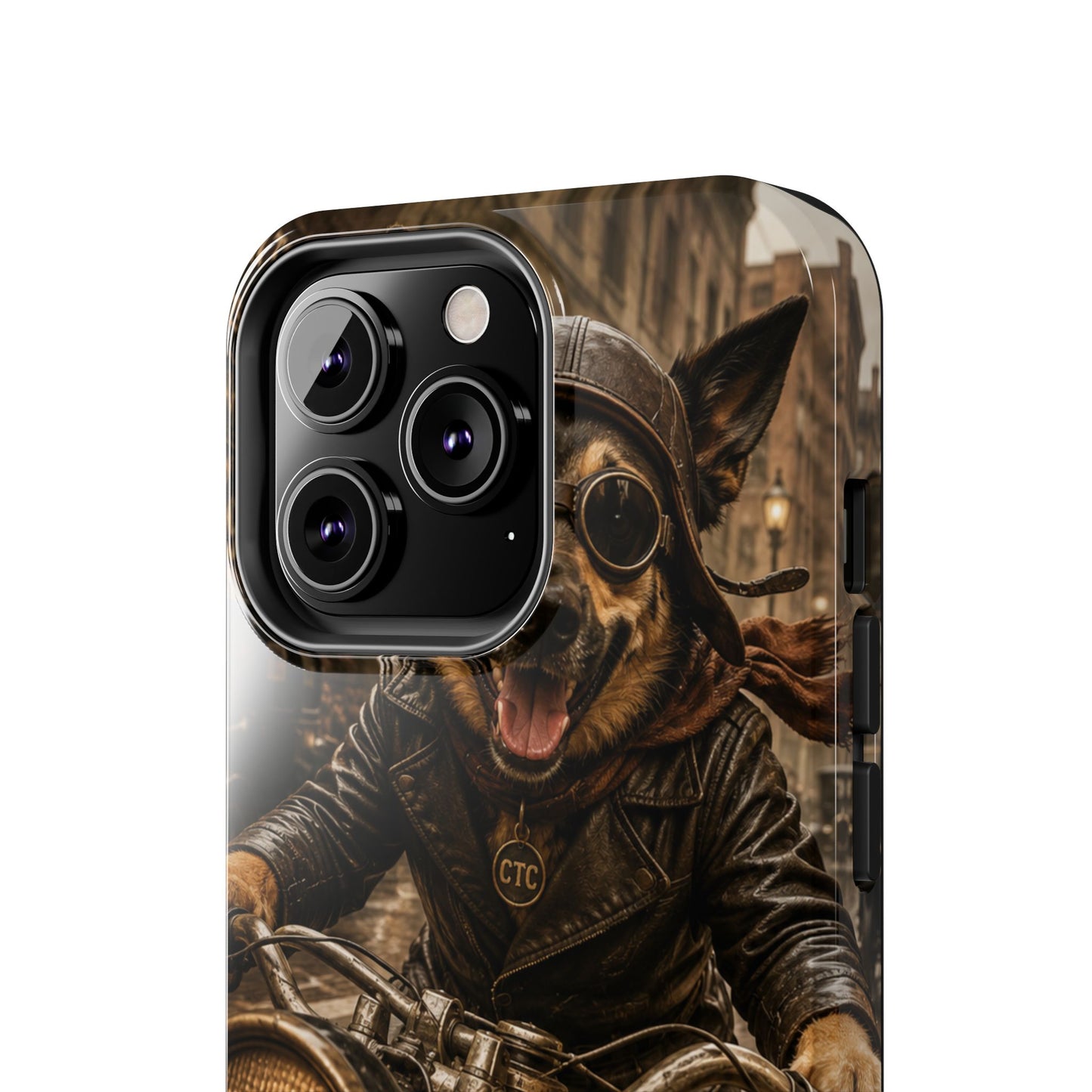 Phone Case — Biker Dog Riding Motorcycle Protective Tough Cover