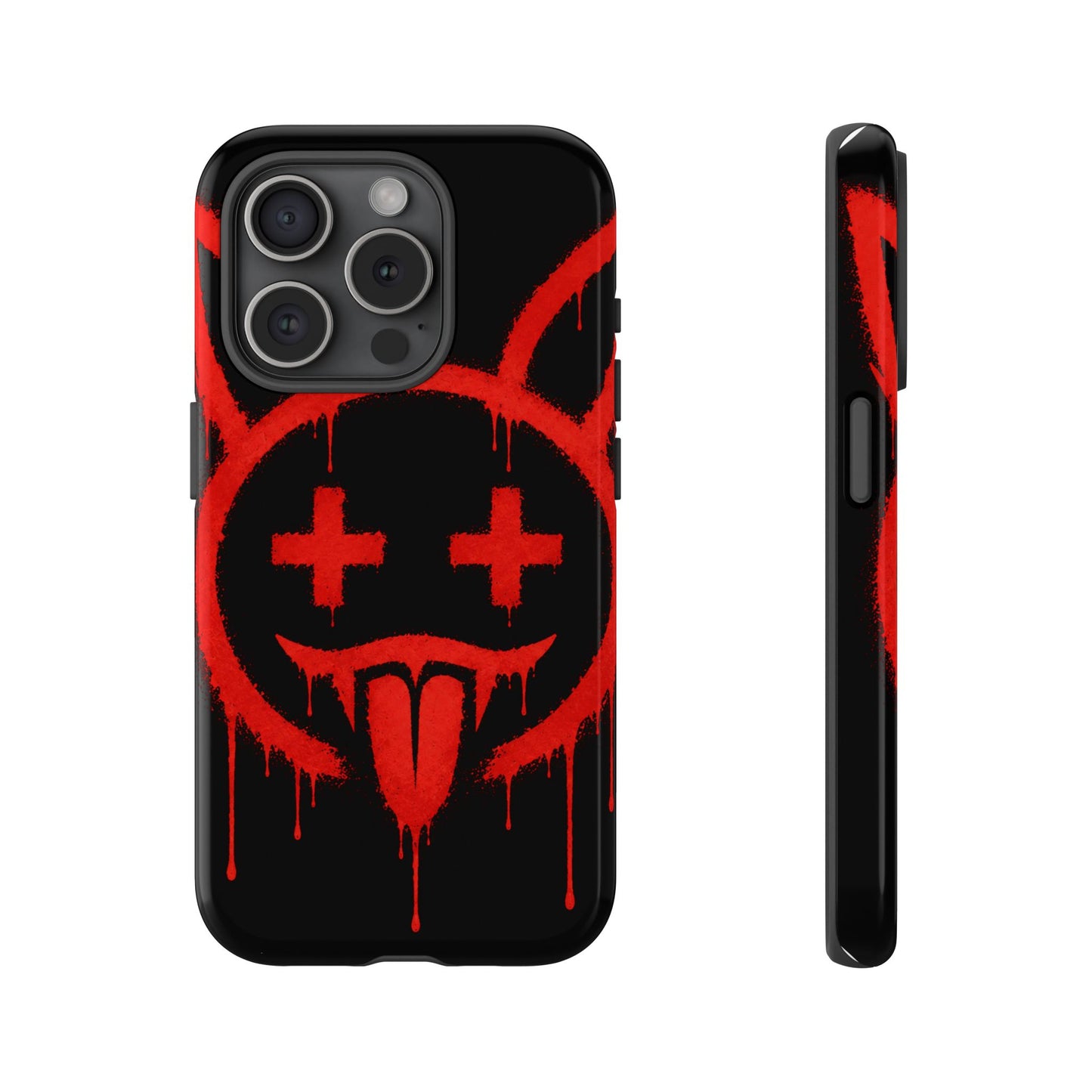 Phone Case - Metallic Souls Red Drip Smiley Graffiti Design
