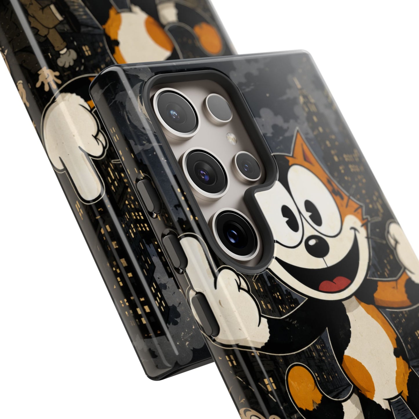 Vintage Cartoon Cat Phone Case — Edgy Felix-Style Illustration