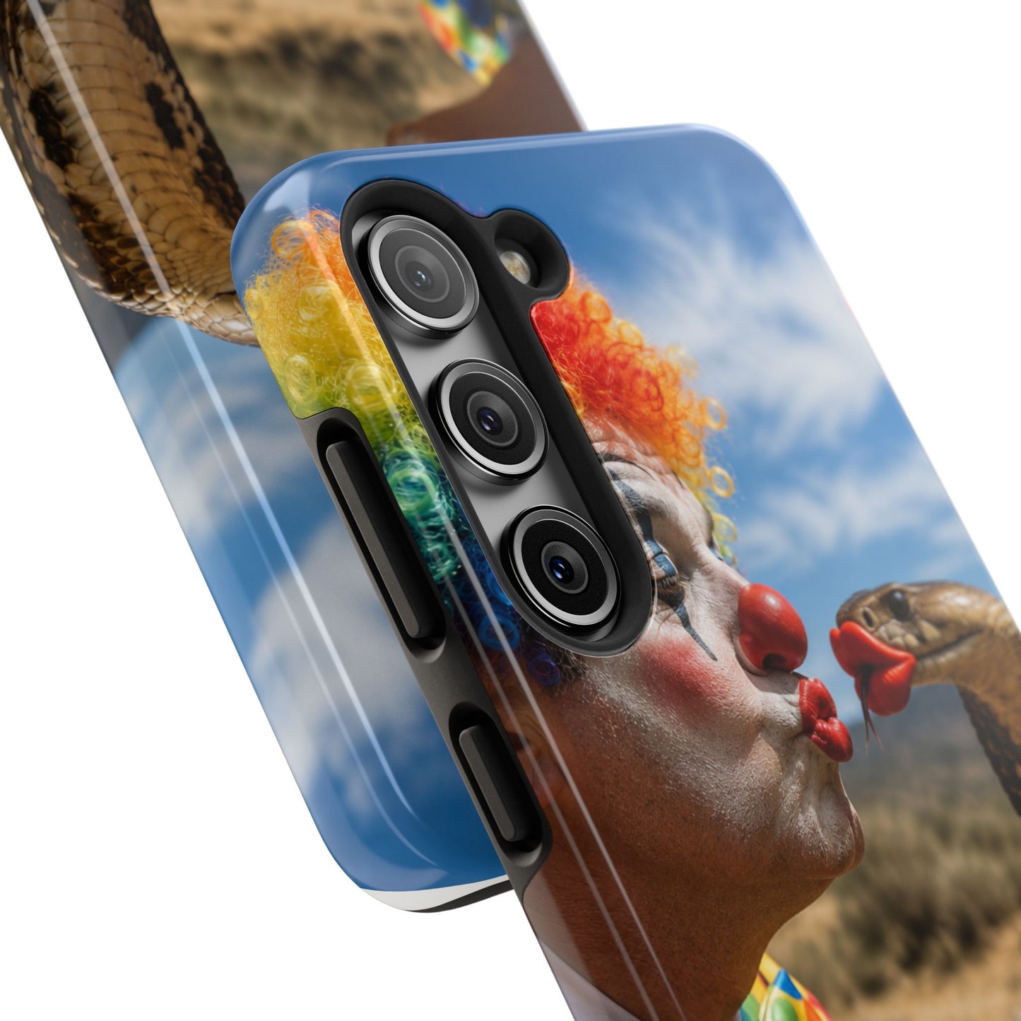 Clown & Cobra Tough Phone Case — Funny Kiss Design, Shockproof Protective Cover