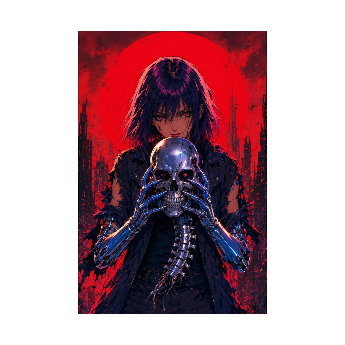Metallic Souls Skull Poster — Gothic Anime Matte Vertical Wall Art