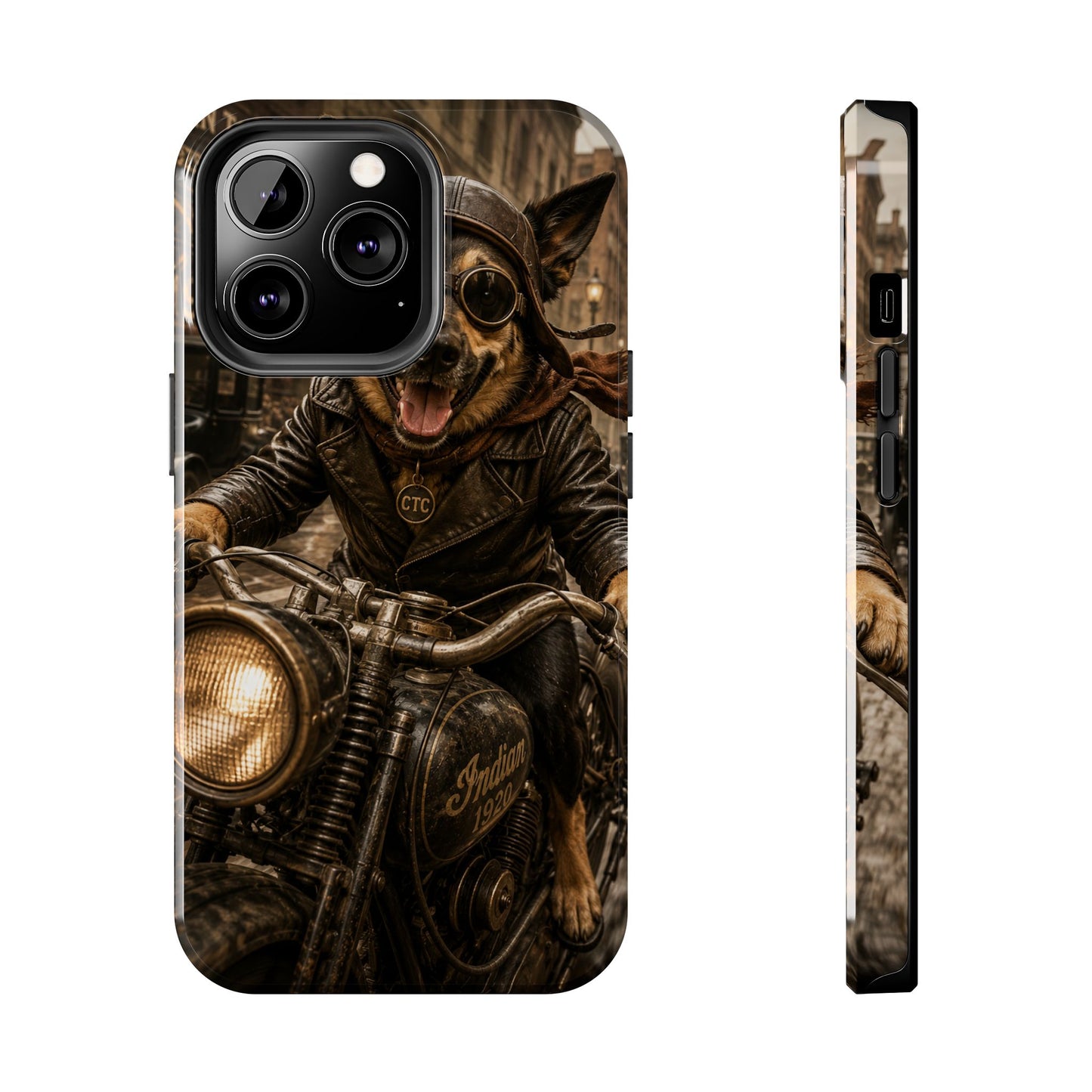 Phone Case — Biker Dog Riding Motorcycle Protective Tough Cover