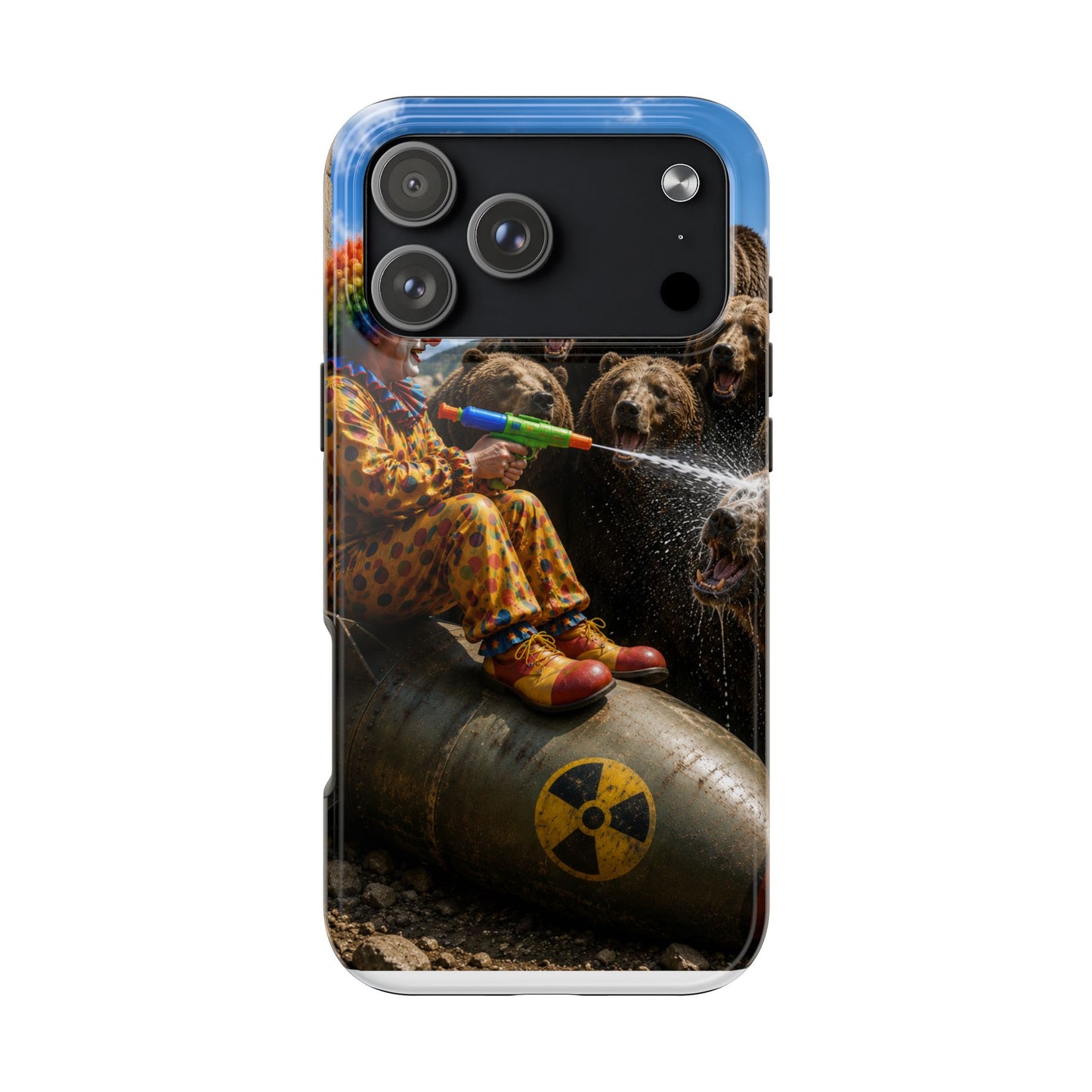 Tough Phone Case — Surreal Clown vs. Bears Protective Phone Cover