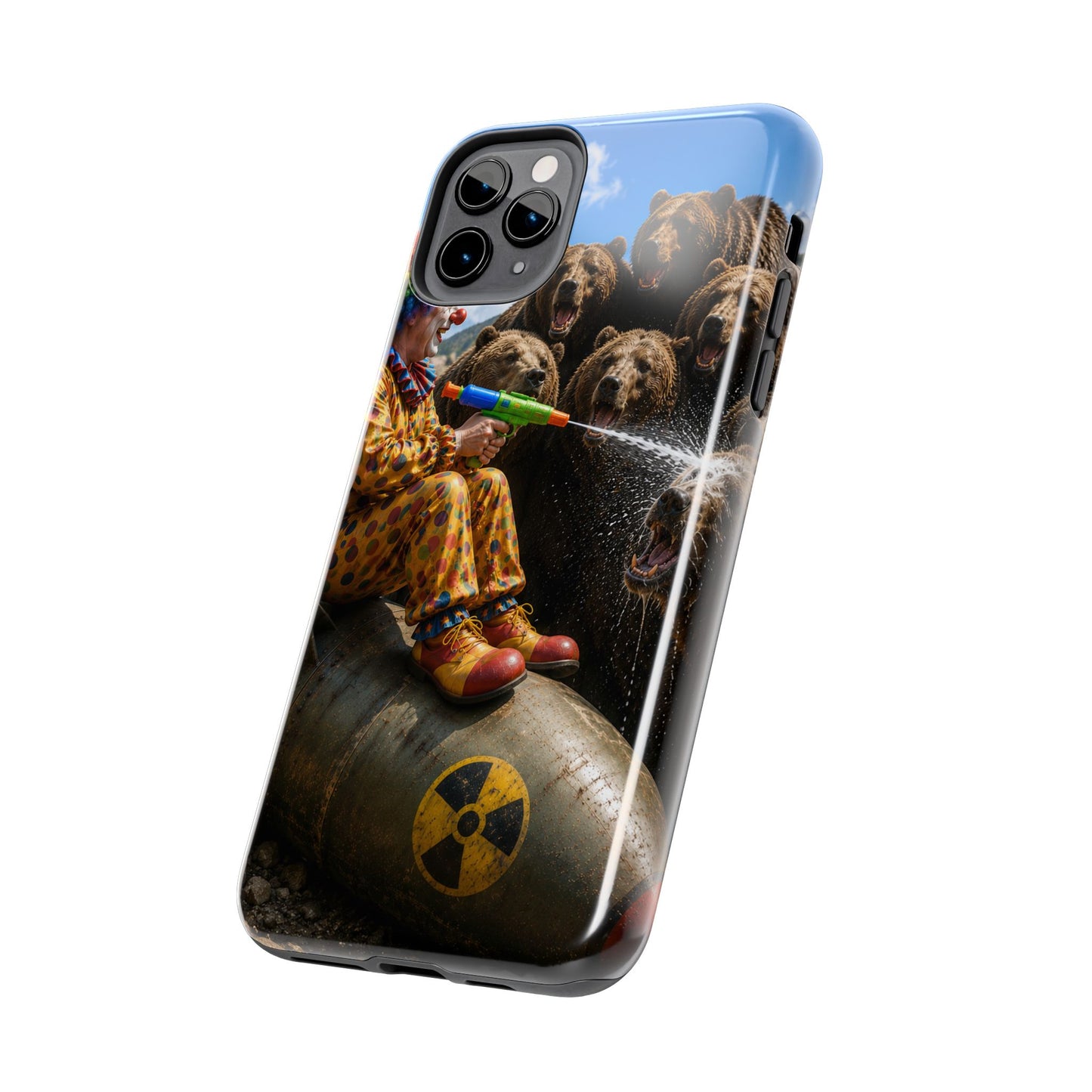 Tough Phone Case — Surreal Clown vs. Bears Protective Phone Cover