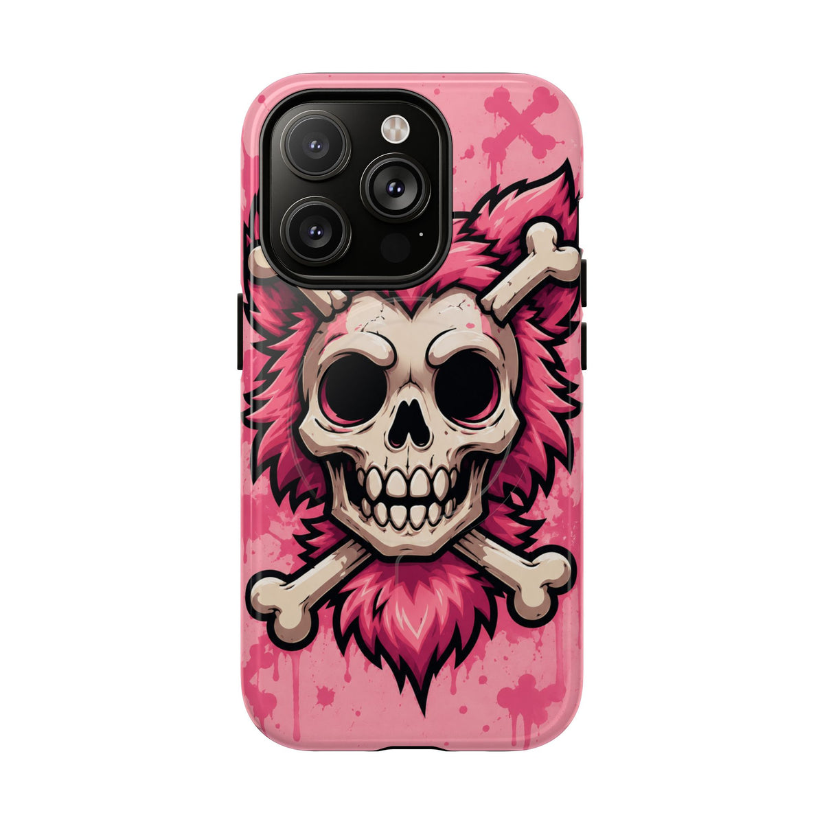 Pink Skull & Crossbones Tough Magnetic Phone Case — Punk Rock Protective Cover