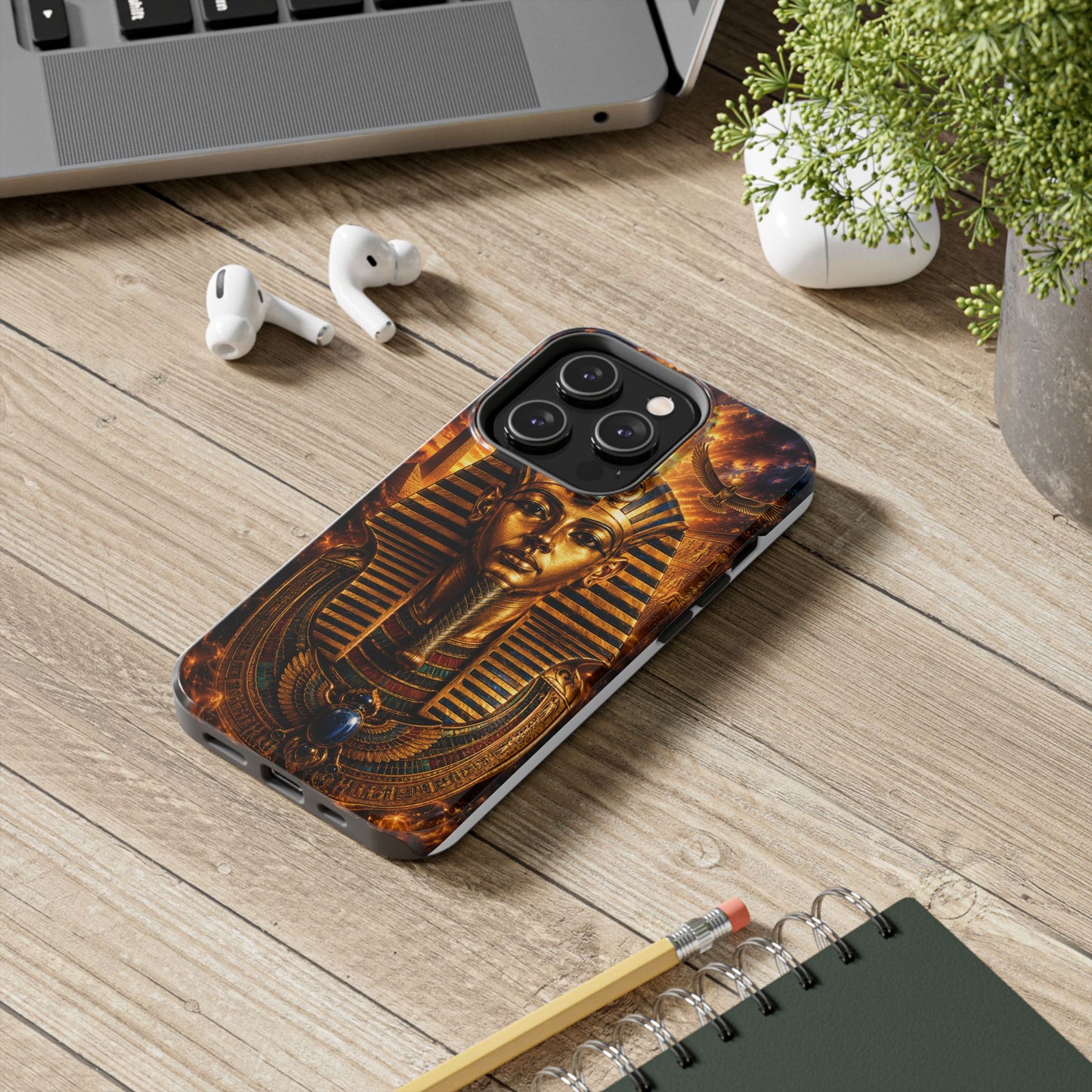 Egyptian Pharaoh Tough Phone Case — Protective Golden Tutankhamun Design