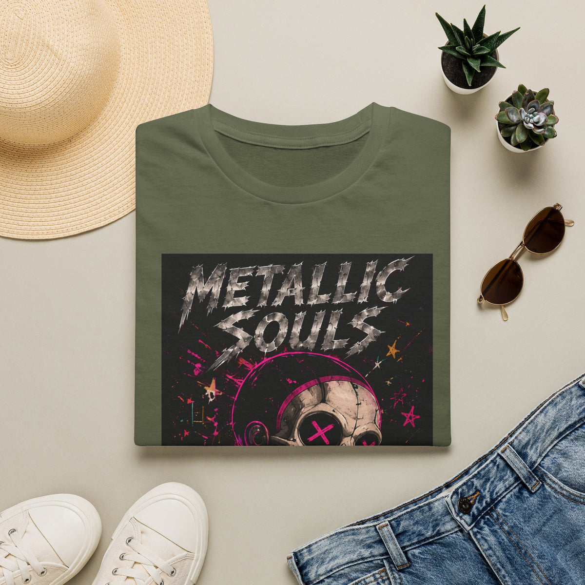 Metallic Souls Skull T‑Shirt — Retro Grunge Rock Tee