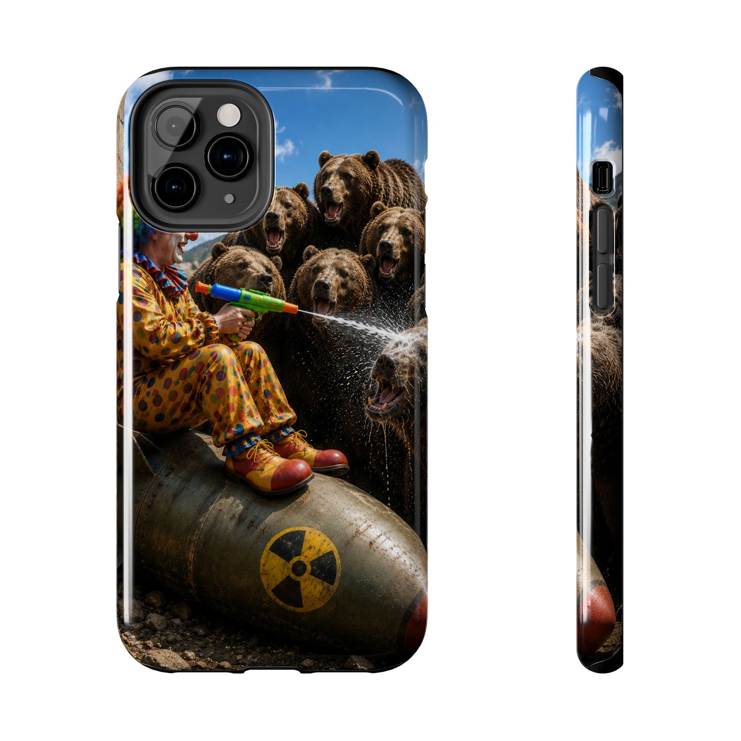 Tough Phone Case — Surreal Clown vs. Bears Protective Phone Cover