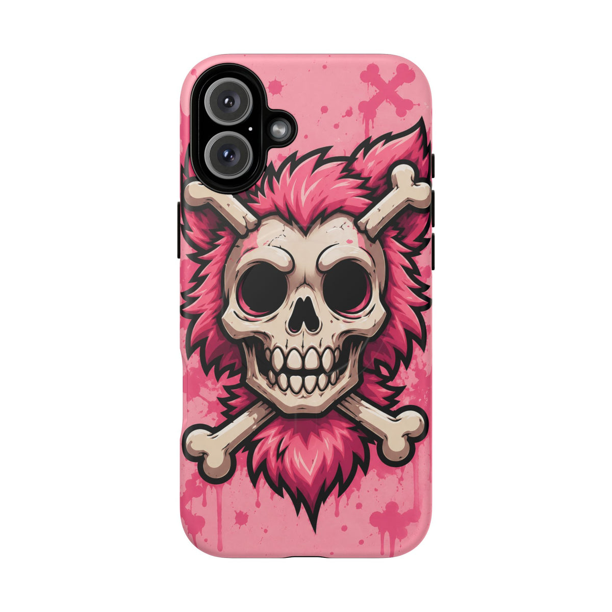 Pink Skull & Crossbones Tough Magnetic Phone Case — Punk Rock Protective Cover