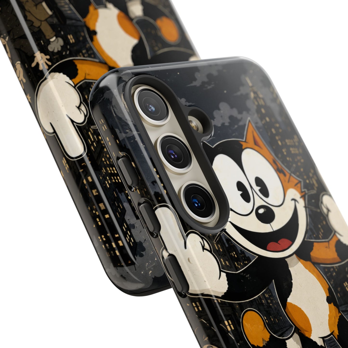 Vintage Cartoon Cat Phone Case — Edgy Felix-Style Illustration
