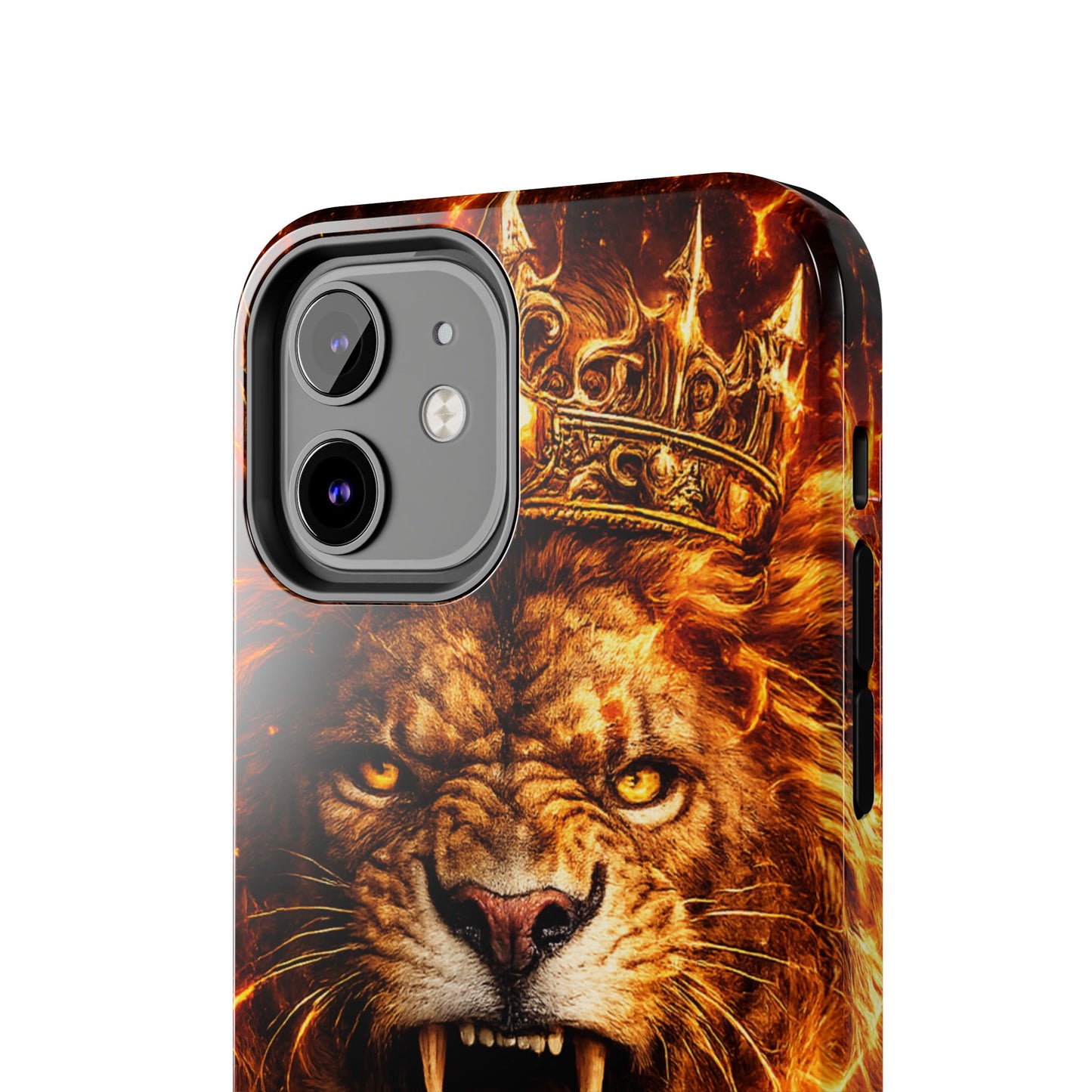 Fiery Lion King Tough Phone Case — Protective iPhone Case with Roaring Crown Design
