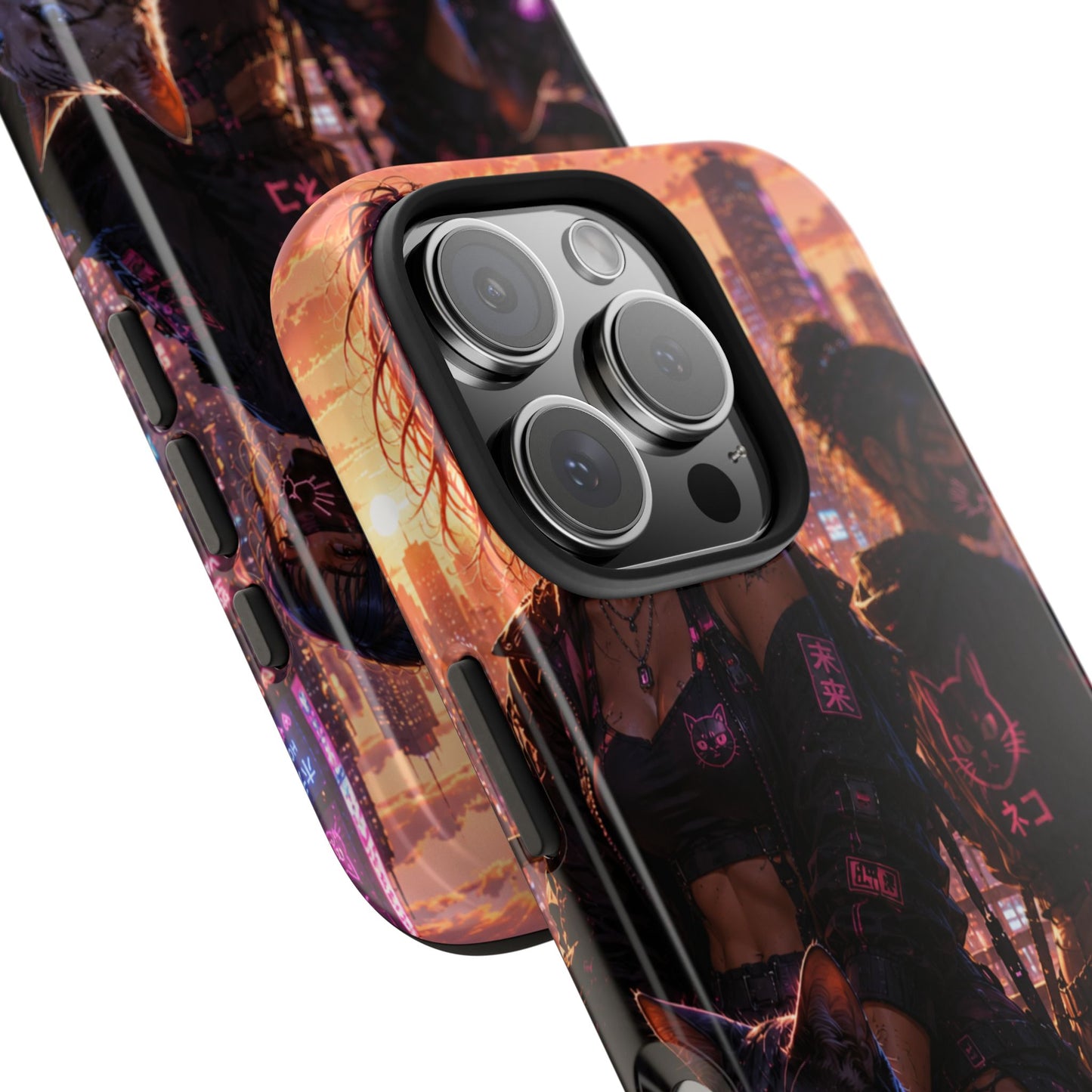 Cyberpunk Pack: Tough Phone Case with Neon Panther & City Sunset