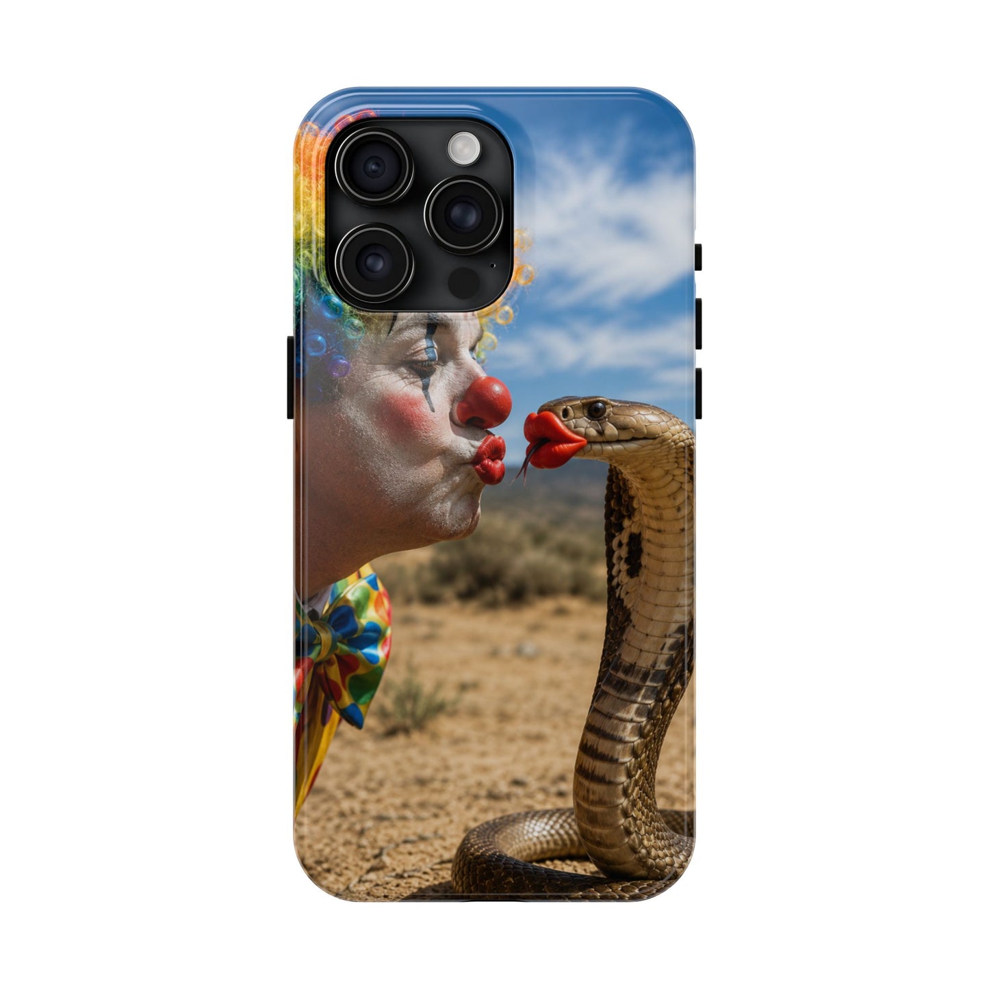 Clown & Cobra Tough Phone Case — Funny Kiss Design, Shockproof Protective Cover