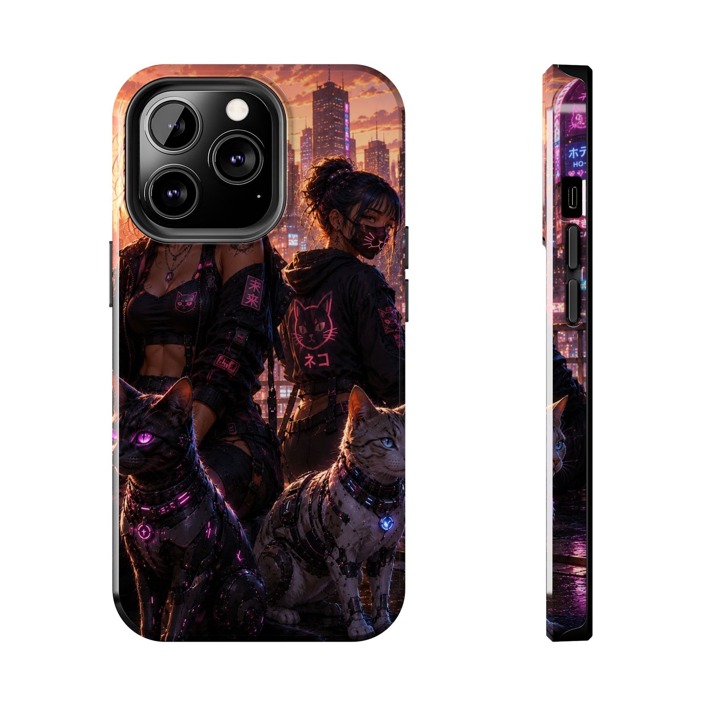 Cyberpunk Pack: Tough Phone Case with Neon Panther & City Sunset