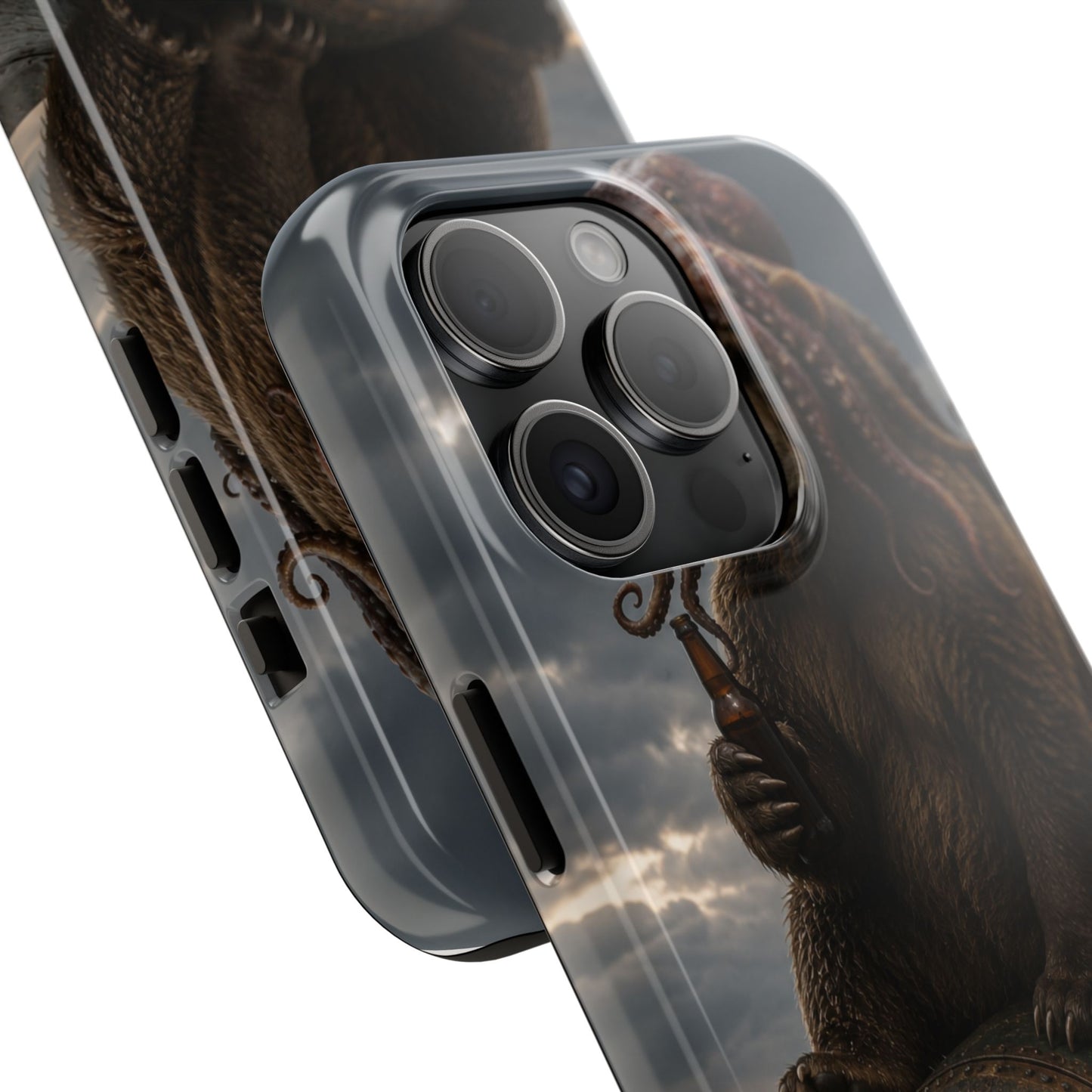 Tough Phone Case — Post‑Apocalyptic Bear with Octopus Helmet on Nuclear Bomb